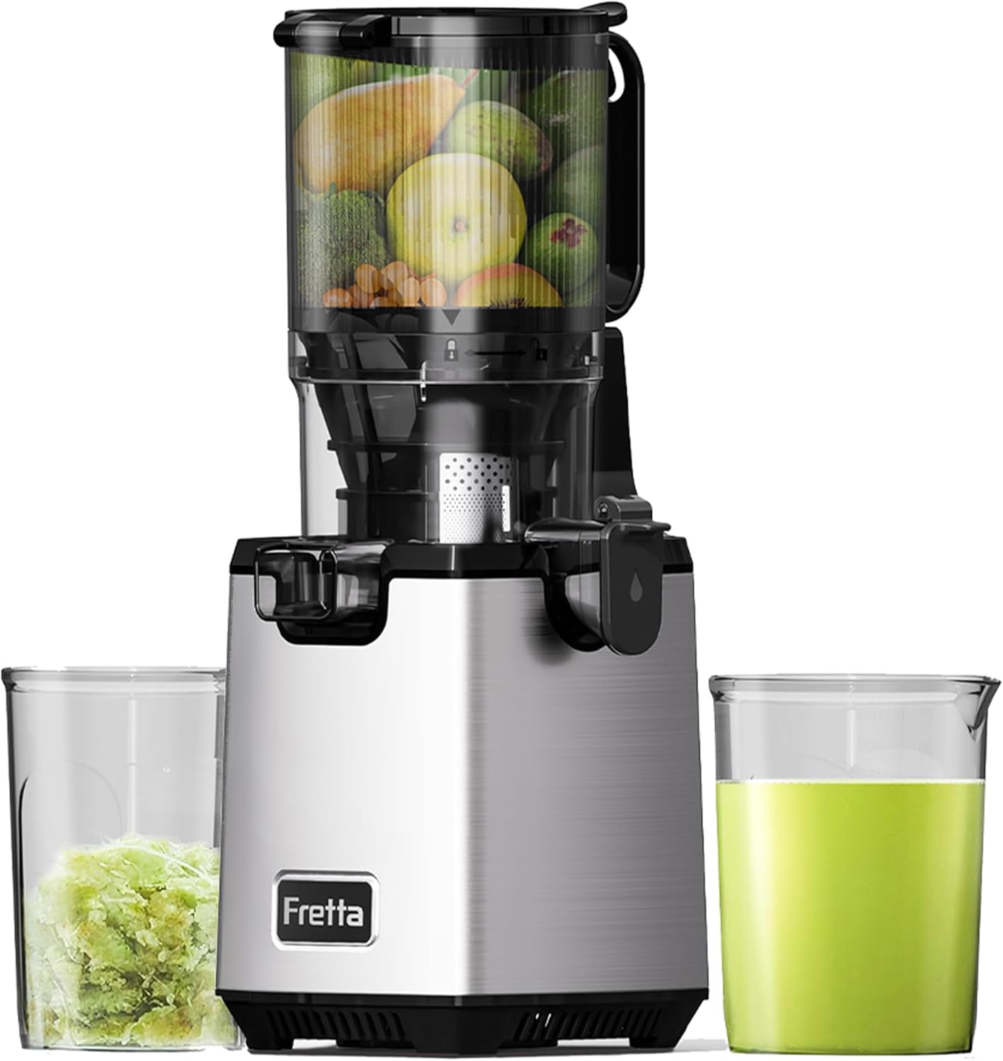 Juicer Machine,5.3" Wide Chute Cold Press Juicer,PCTG BPA-Free, 54oz Large Capacity,Stainless Steel Slow Masticating Juicer for Whole Fruits & Vegetables, Easy to Clean,High Juice Yield,Gray