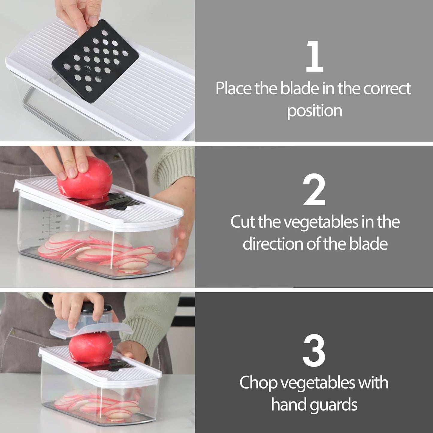 Cambom Mandoline Slicer Vegetable Slicer Spiralizer With 2 L Container for Potatoes, Tomatoes, Cucumbers, Carrots With 6 Blades White