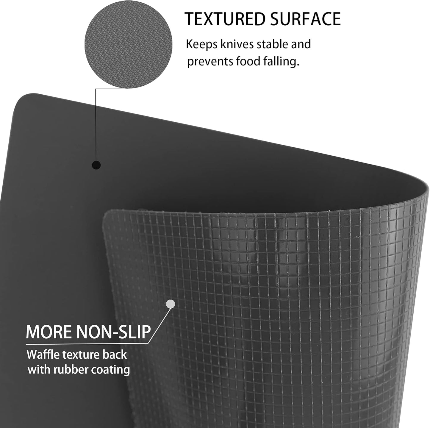 ZVP Flexible Plastic Cutting Board Set of 5 Gradient Color, Colorful Chopping Boards, BPA Free Mats, Non-Slip, Dishwasher Safe, 15x12 Inch, Gray Neutral Colors