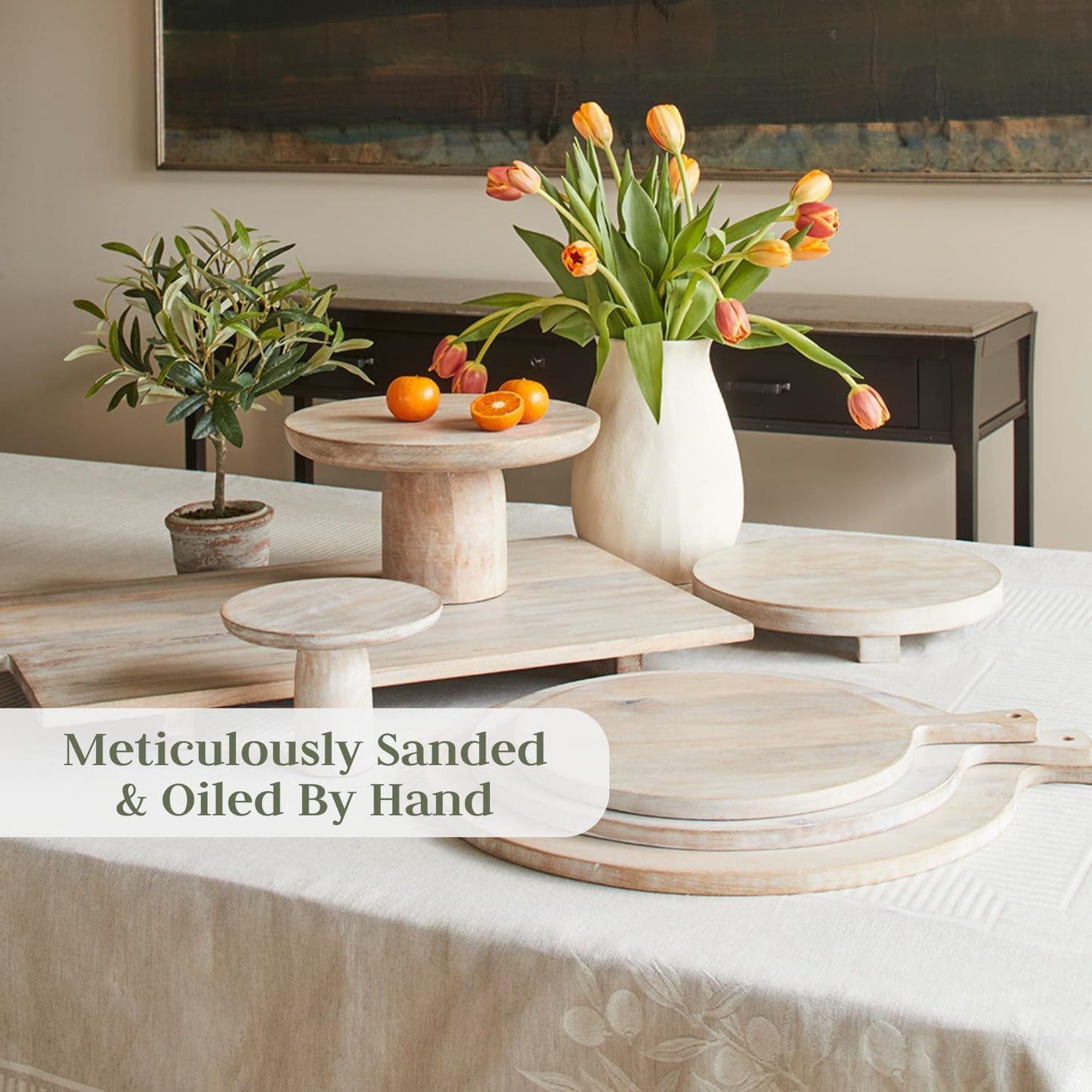 12' Artisan-Crafted Mango Wood Cheese Board, Elegant Wooden Serving Platter for Charcuterie, Cheese Display, Appetizers, Perfect for Entertaining & Home Decor