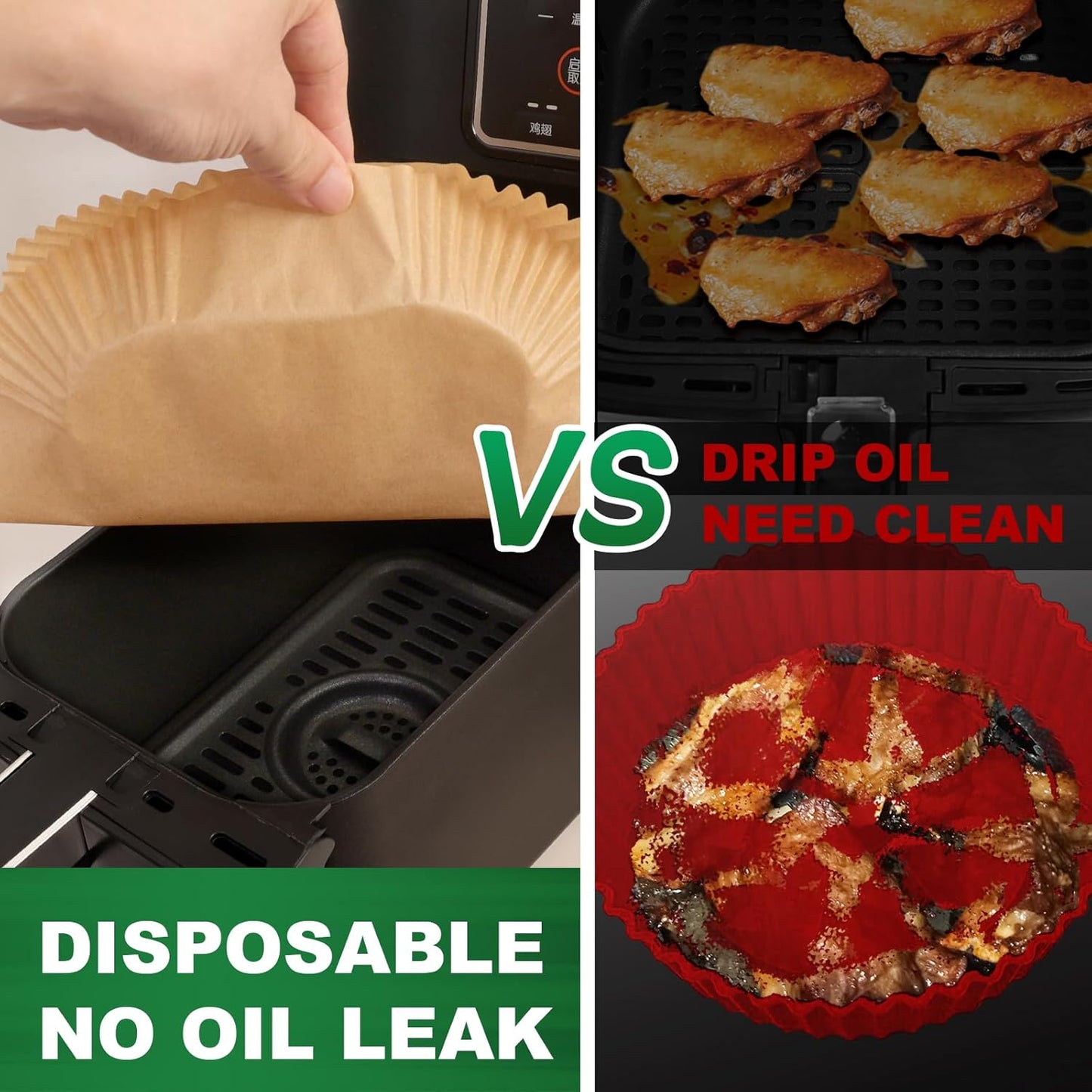 Air Fryer Liners Disposable, 200 pcs Rectangle Air Fryer Parchment Paper Sheets Air Fryer Accessories for Ninja SL401 DoubleStack XL 2-Basket Air Fryer