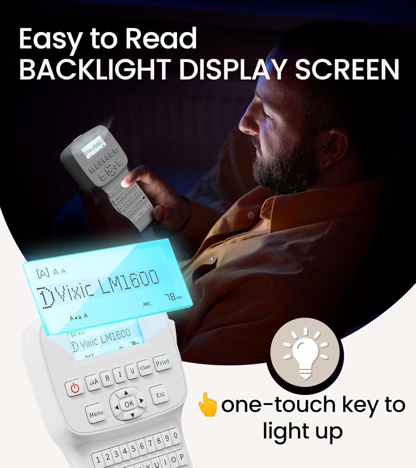 Label Maker Machine with-Tape, Handheld Rechargeable Label Maker with Keyboard, Simple Portable Labeler Machine with Backlit Screen, Labeling Machine for School Home Storage Office Organizing