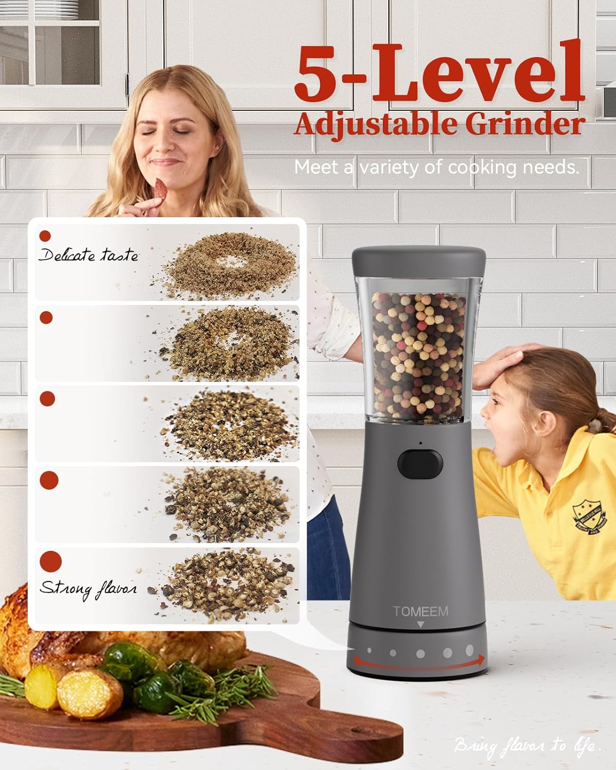 Electric Salt and Pepper Grinder Set with Storage Base, Stainless Steel Rechargeable Salt and Pepper Grinder Set with 4.5 oz Large Capacity, 1.8" Wide Mouth, Adjustable Coarseness, Ideal for Kitchen