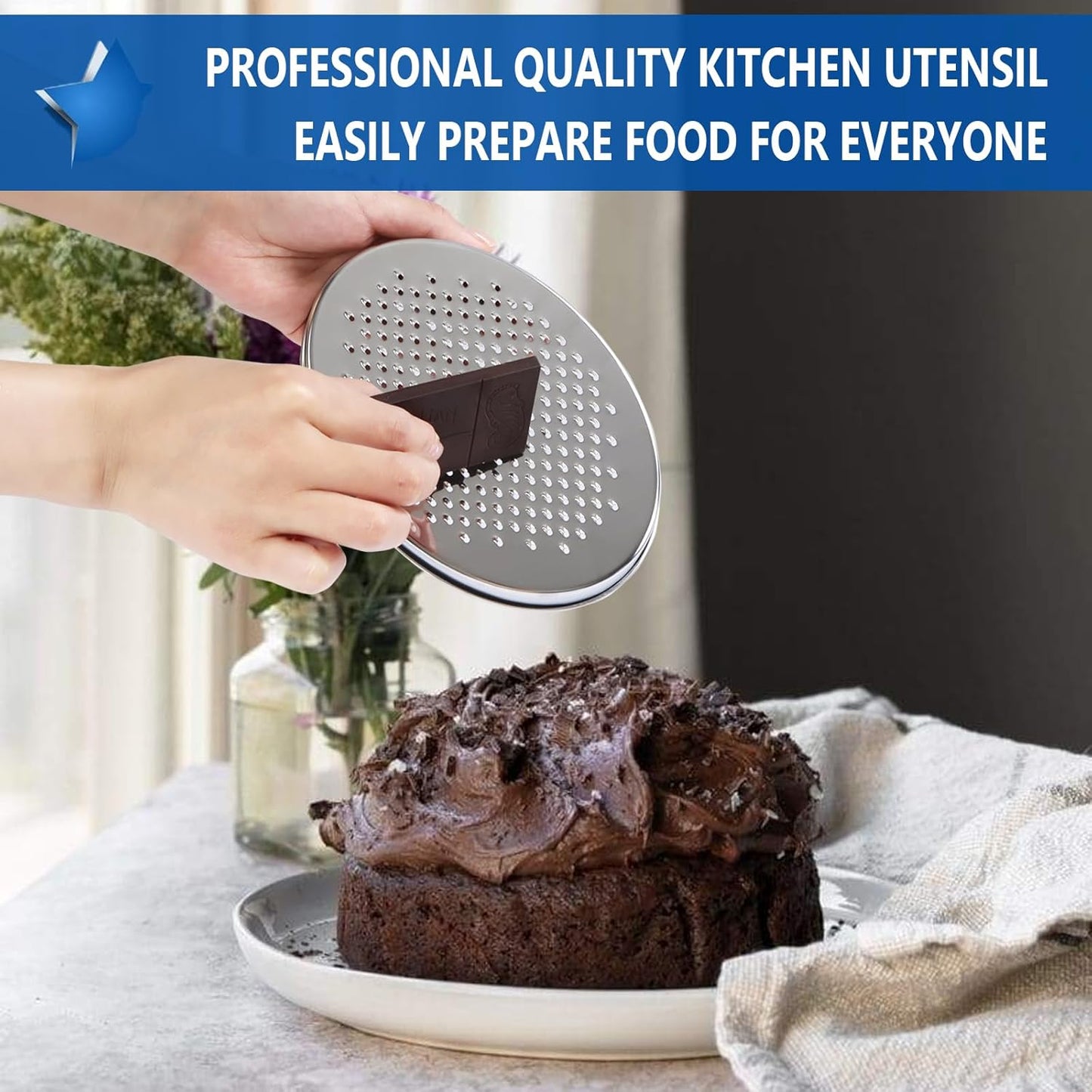 Cheese Grater Citrus Lemon Zester with Food Storage Container & Lid - Perfect For Hard Parmesan Or Soft Cheddar Cheeses, Ginger, Vegetables, Butter, Chocolate & Nutmeg (Green)