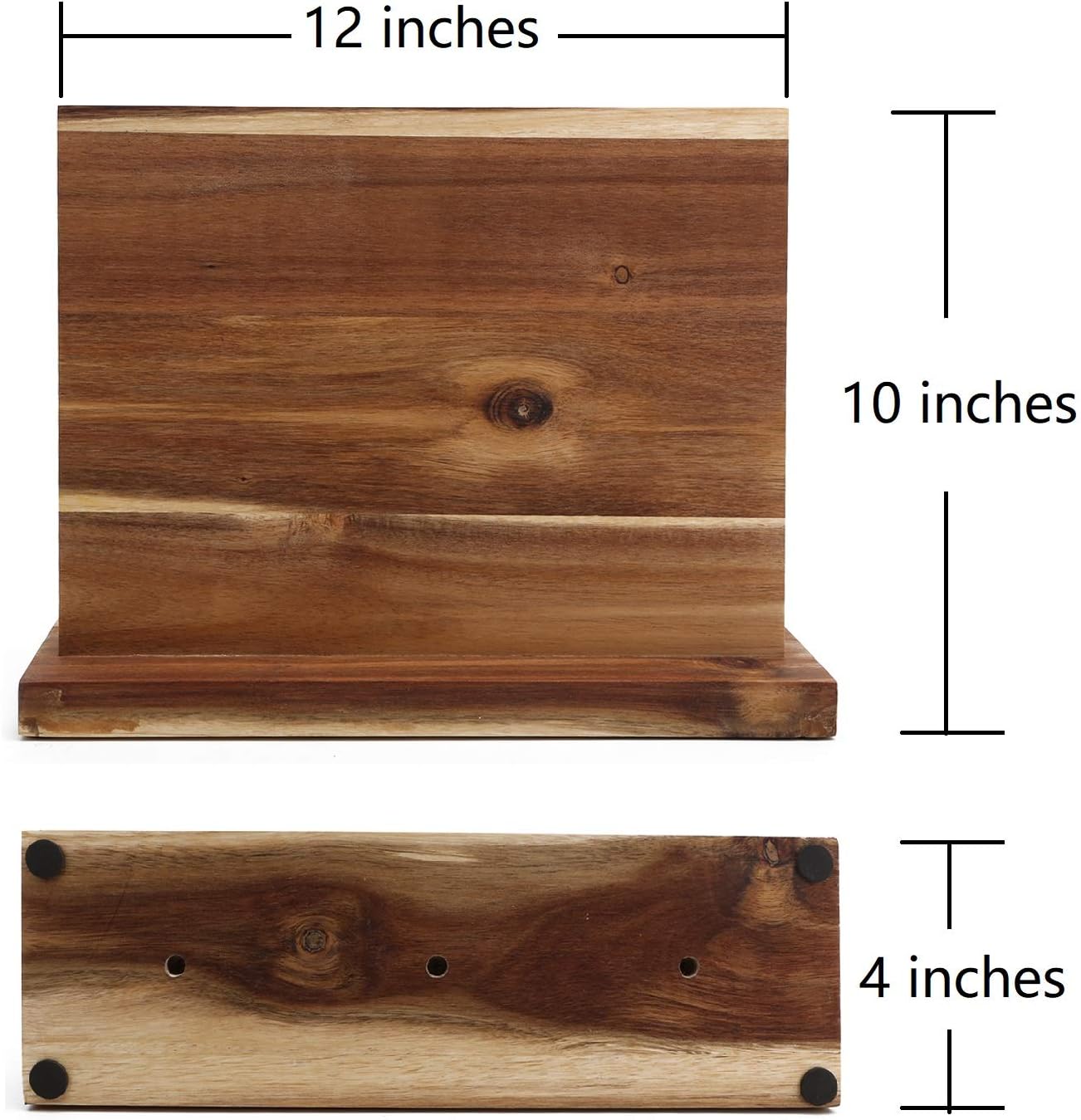 Resafy Large Magnetic Knife Holder,Acacia Wooden Magnetic Knife Block 12.5X10 Inches,Rack Magnetic Universal Stands with Strong Enhanced Magnets Strip Kitchen Storage Cutlery Organizer Without Knifves