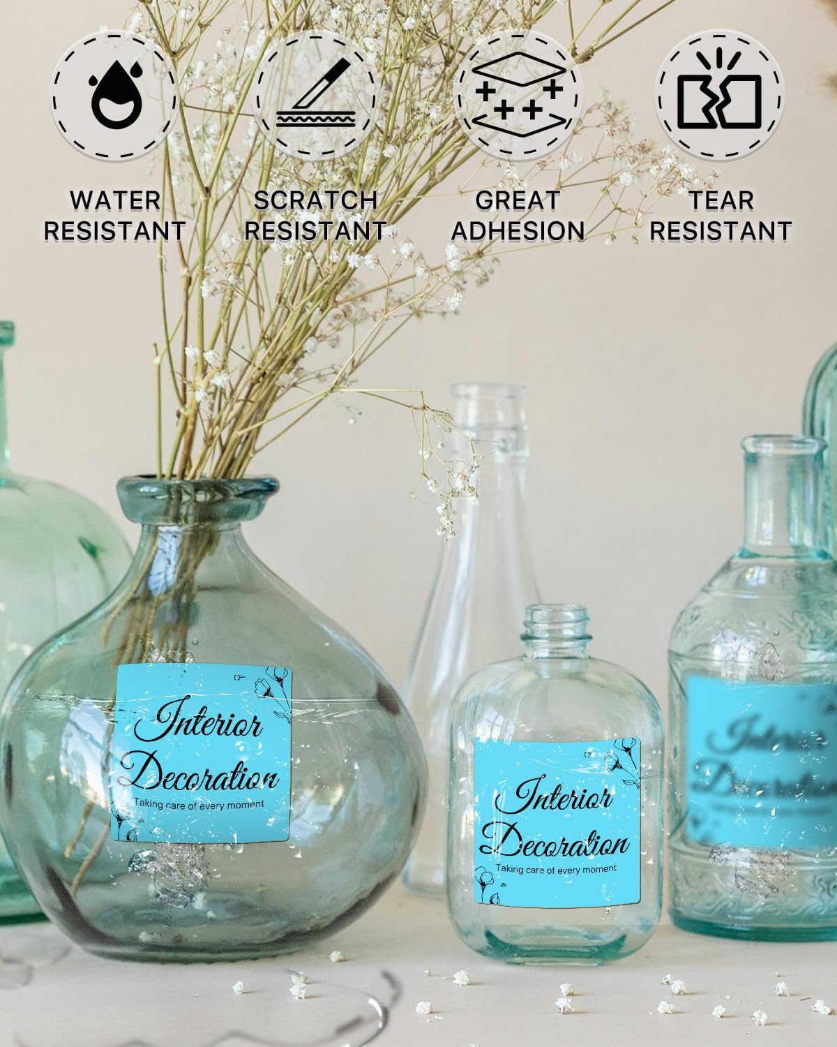 iEager Blue Square Thermal Label Stickers, 3" x 3" Self-Adhesive Square Direct Thermal Labels with Perforation Line, 500 Sheets/Roll