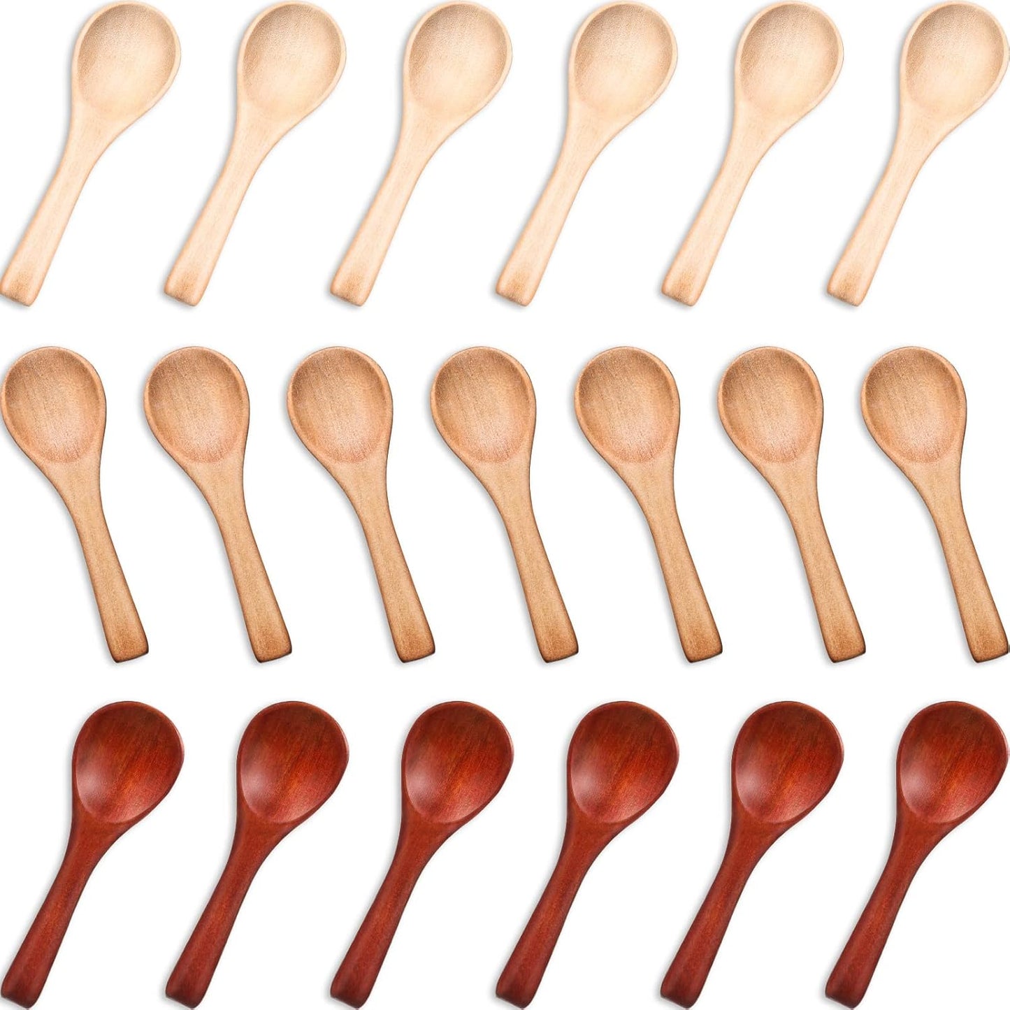 Boao 50 Pcs Small Wooden Spoons, 3.5'' L, Mini Wood Natural Tiny Spoons Wooden Little Teaspoons for Jars Sugar Creamer Honey Spices Salt Kitchen Supplies (Multiple Color)