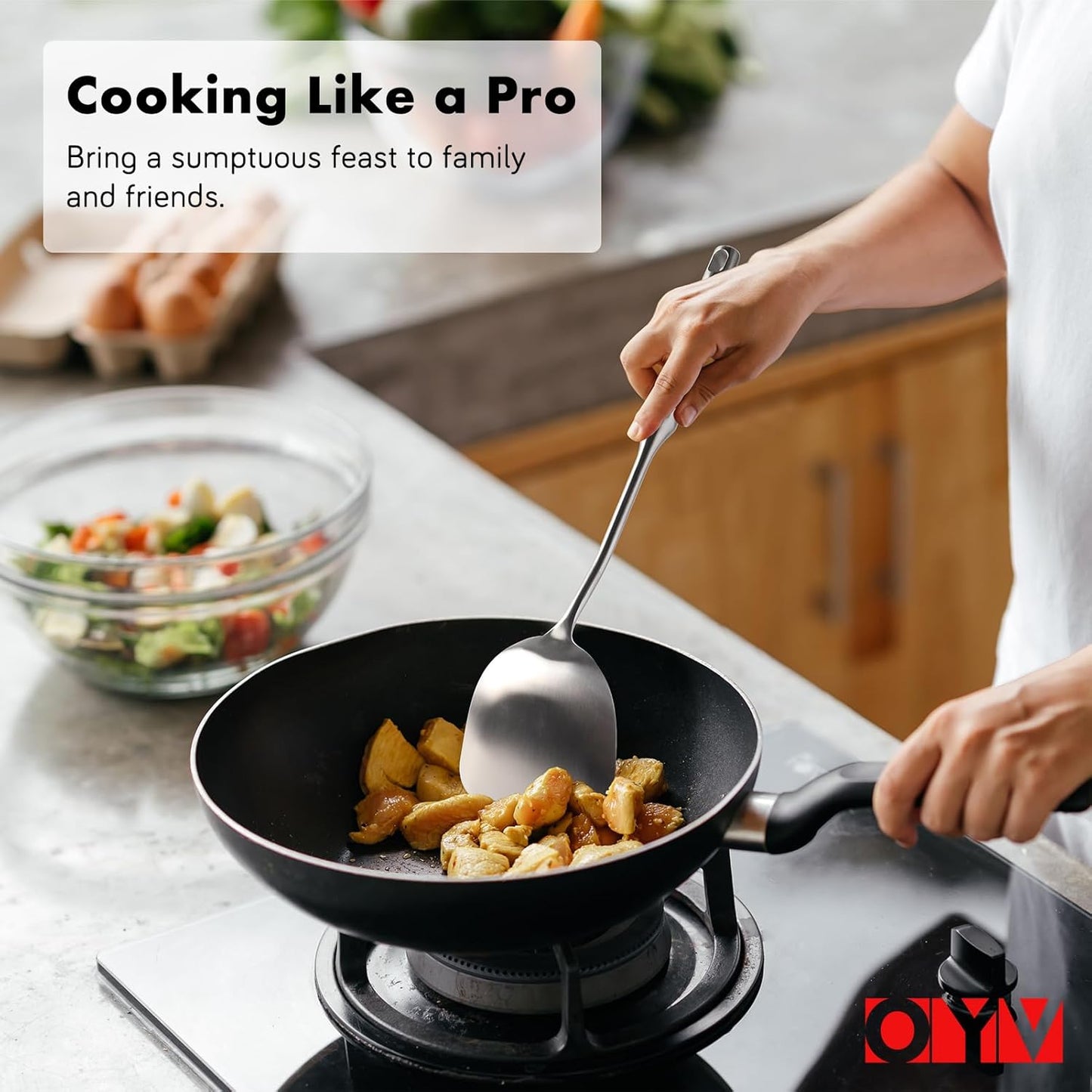 18/10 Stainless Steel Spatula Set - 15" Metal Spatulas for Kitchen Use, 1 Slotted Spatula + 1 Solid Turner, Heat Resistant Metal Cooking Utensils, Dishwasher Safe, Silver