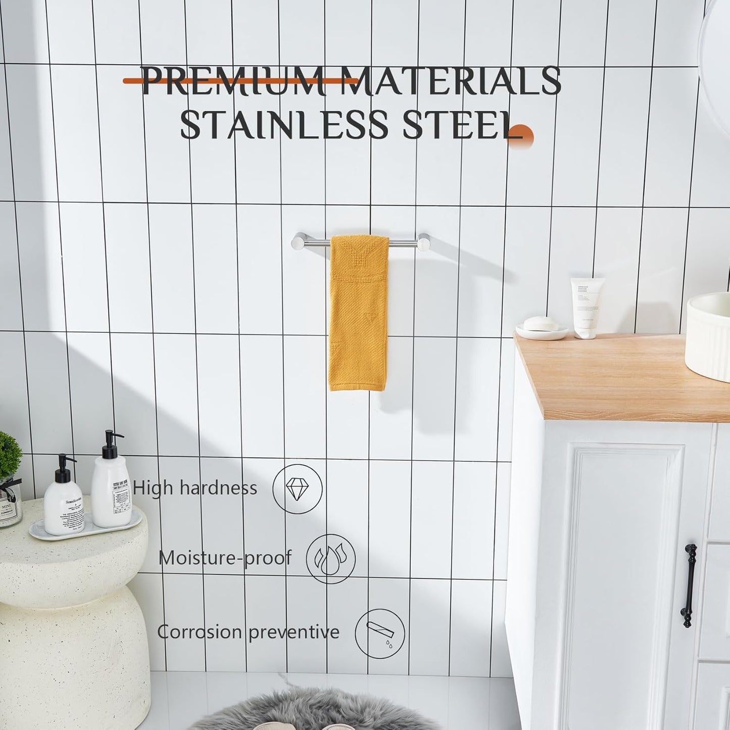 KOKOSIRI Bathroom Towel Bar Brushed Nickel 12-Inch Hand Towel Holder Rack Wall Mounted Bathroom Hardware Accessories Stainless Steel, B4007BR-L12