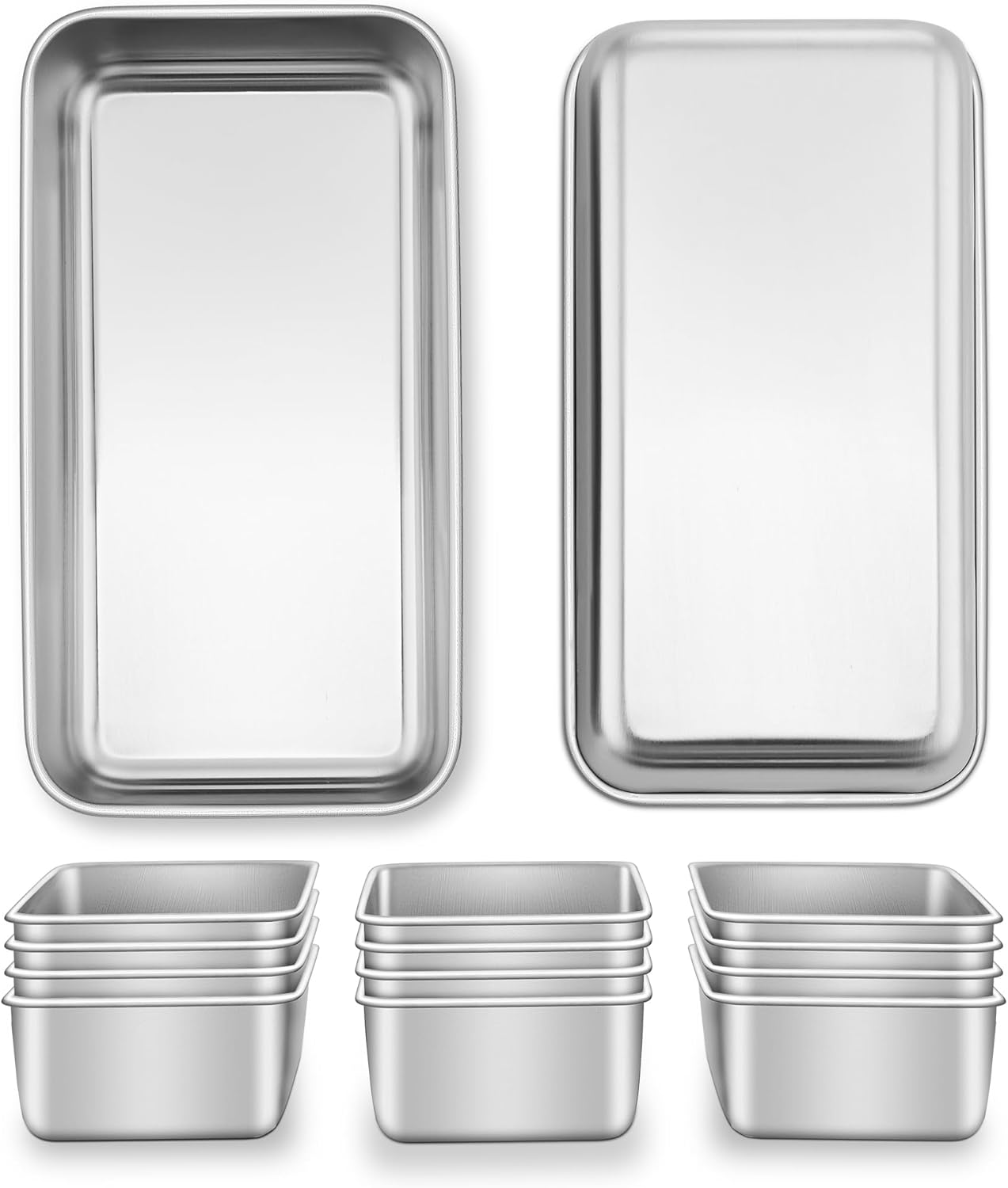 E-far Bread Pans for Homemade Bread, 14 Pack 9 x5 Inch Stainless Steel Loaf Pans, Rectangle Metal Bakeware for Baking Banana Loaf Meatloaf Brownies, Healthy & Non Toxic, Easy Release & Dishwasher Safe