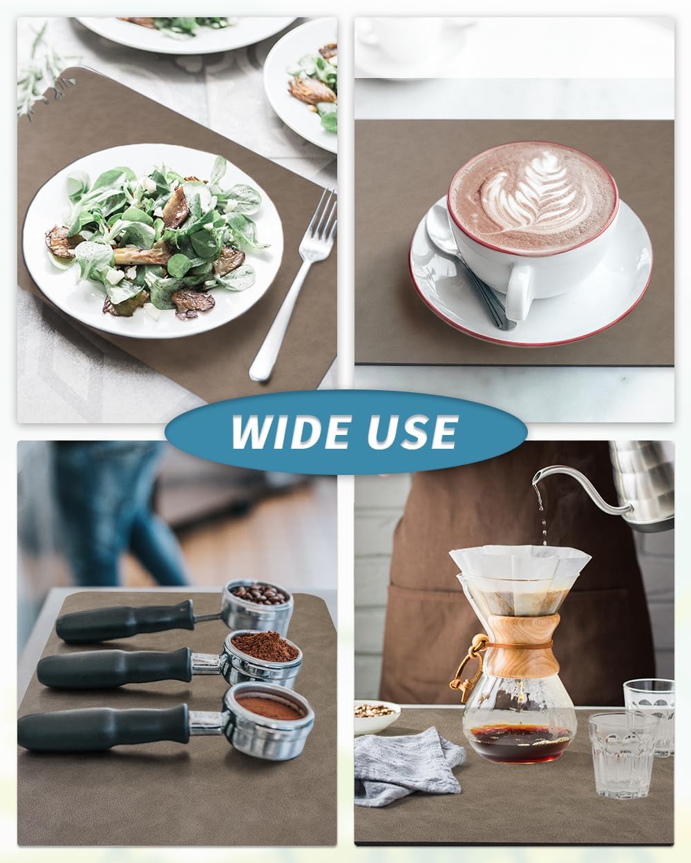 AMOAMI Coffee Mat - Hide Stain Rubber Backed Absorbent Dish Drying Mat for Kitchen Counter - Brown, 12"x19"