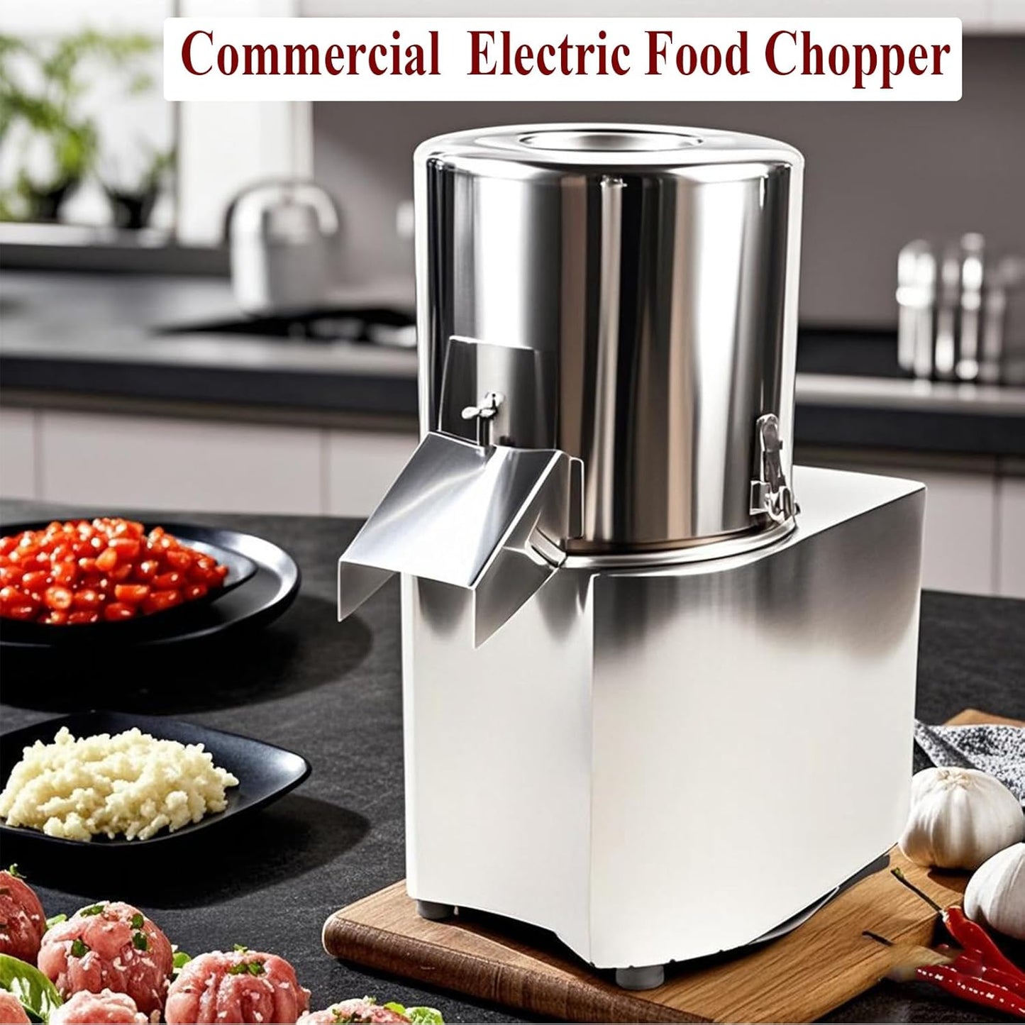 Commercial Electric Food Processor 550W – Heavy Duty Vegetable Chopper Machine – Stainless Steel Body & Blades – 120Kg/H High Capacity – for Restaurant & Kitchen Use (110V)