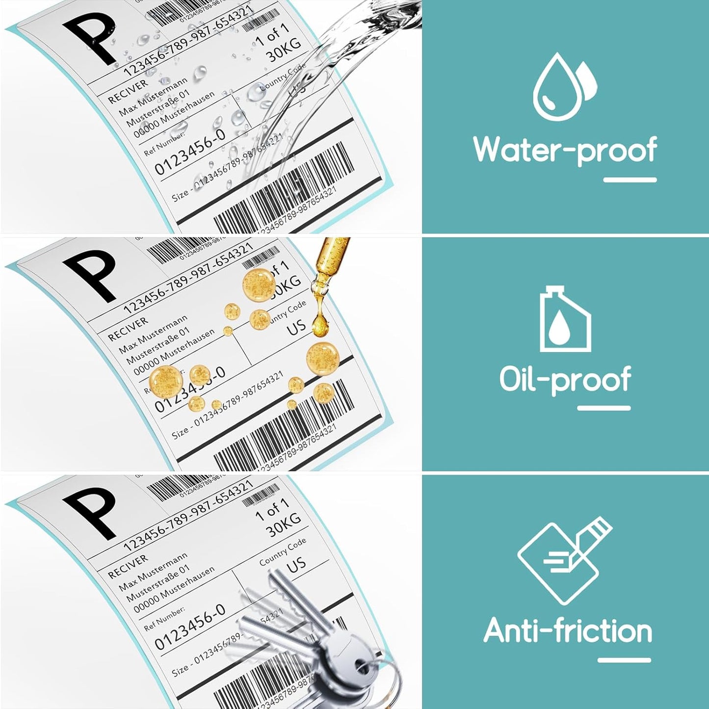 FungLam 4'6' Thermal Shipping Labels - Compatible with Rollo, Munbyn, Zebra, iDPRT, JADENS - 250 Labels/Roll, 6 Rolls
