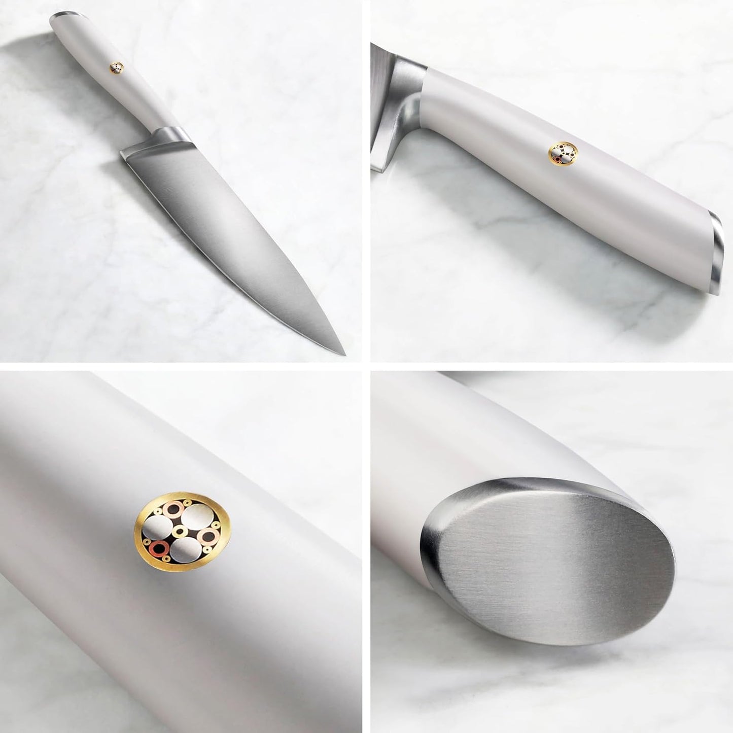 Cangshan L Series Knife Block Sets, Forged German Steel (12-Piece 4 Steak Knives, White)