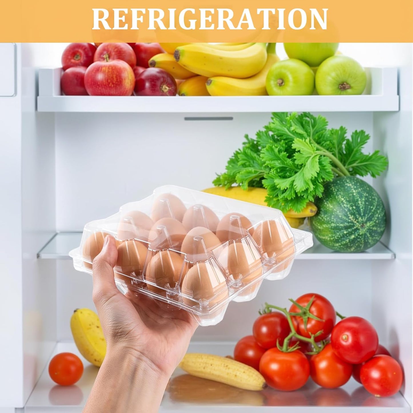 60 Pack Plastic Egg Cartons Cheap Bulk, One Dozen Clear Empty Egg Cartons for Chicken Egg, Reusable Egg Carton for Home Ranch Chicken Farm, Commercial Business Market Display,3x4Grids