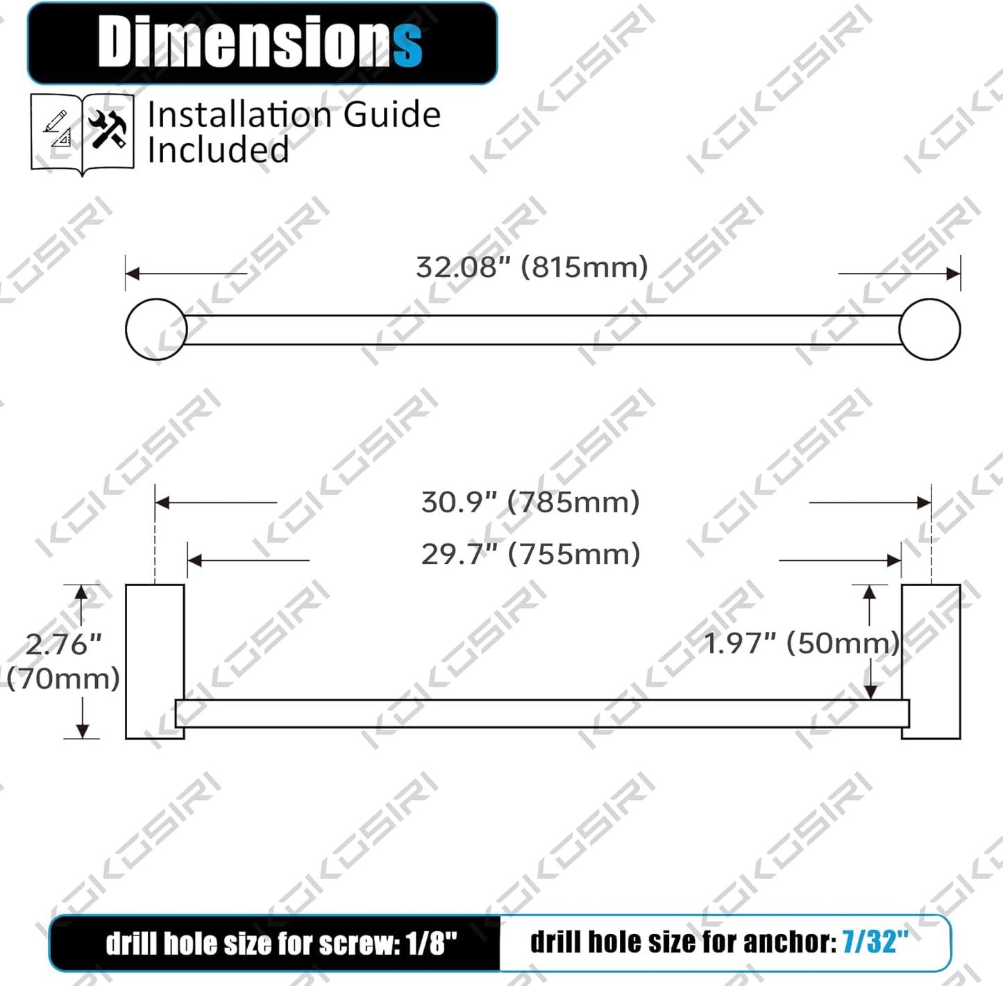 KOKOSIRI Towel Bar Brushed Gold 32-Inch Bath Towel Rack Holders Single Rail for Bathroom Wall Mounted Stainless Steel Bathroom Accessories, B4007BG-L32