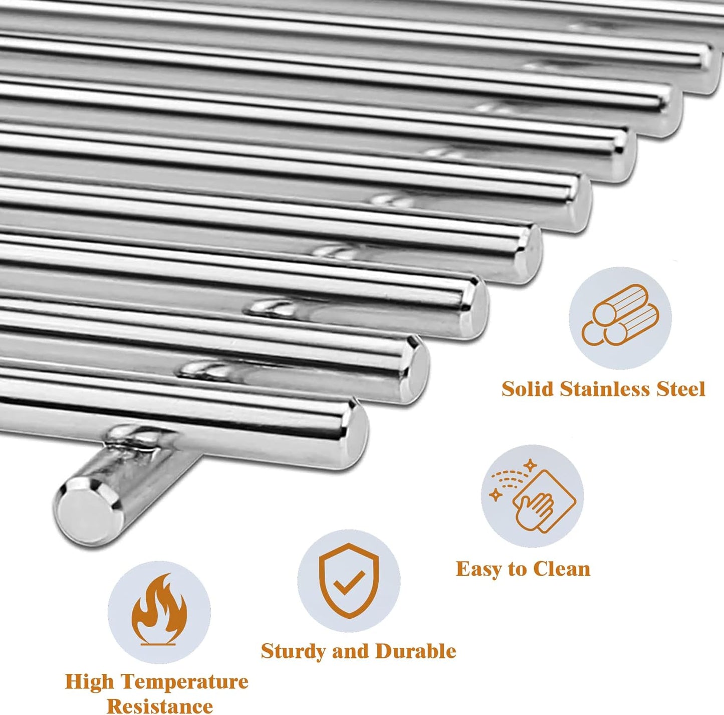 18.7" Cooking Grates for Weber Genesis GS4 Genesis II E-410, E-415, E-435, Genesis II LX E-440 Series Gas Grills, Heavy Duty Stainless Steel Grill Grates for Weber 66089 66097