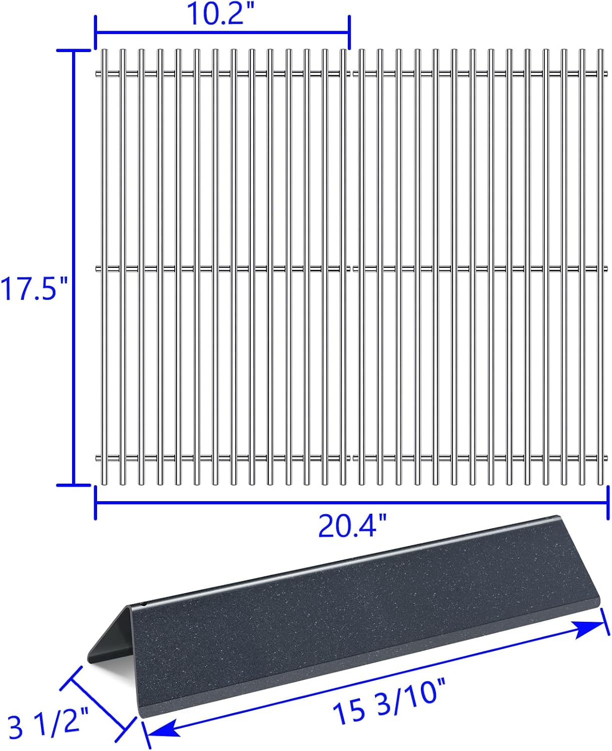 7637 7635 Grill Grates Replacement for Weber Spirit I Spirit II E-210, S-210, E-220, S-220 with Front-Mounted Control Panels 17.5” Flavorizer Bars Cook Grid Parts 2 Burner Spirit 200 Series