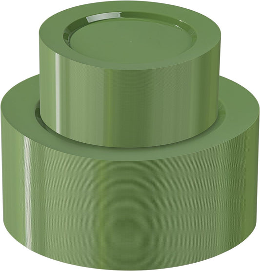 I00000 102 Pcs Green Plastic Plates, Green Disposable Plates Include 51 Dinner Plate 10’’ and 51 Dessert Plate 7’’ Perfect for Birthday, Party & Wedding
