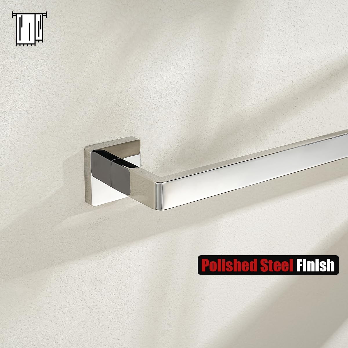 JQK Polished Towel Bar, Rounded Edges 14.41 Inch Towel Rack, 304 Stainless Steel Bathroom Wall Mount, Useable Length 12 Inch, TB250L12-CH