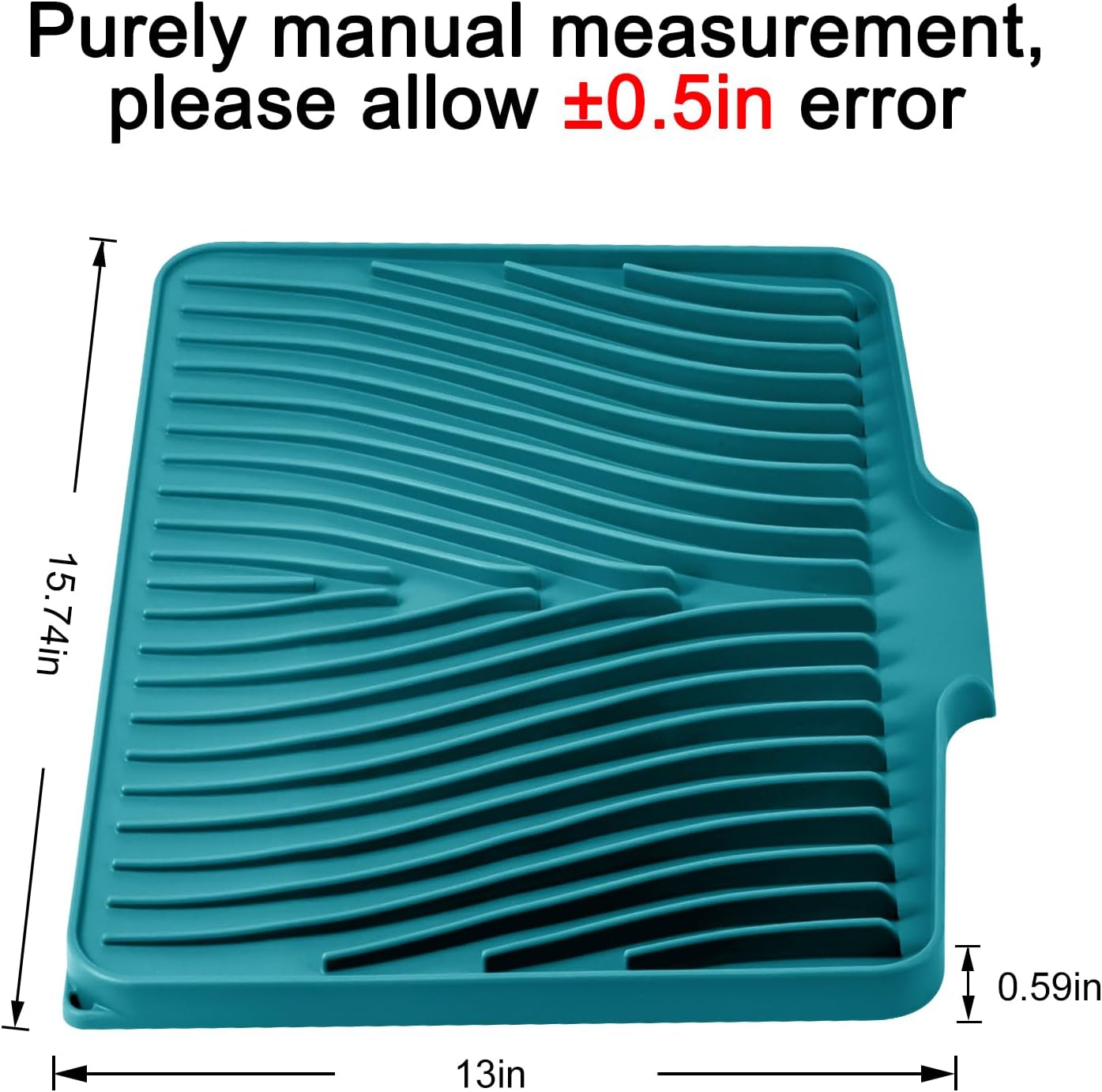 Silicone Dish Drying Mat for Kitchen Counter, Dish Drying Pad, Non-Slip Drain Pad with Built-in Drain, Heat Resistant Stone Drying Mat(15.8" x 13", Green)