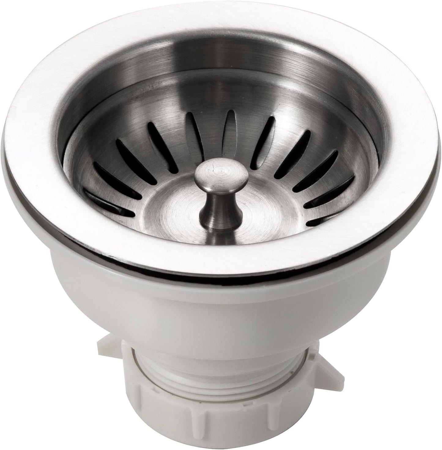 Houzer 190-9180 - 3-1/2 inch Stainless Steel Kitchen Sink Basket Strainer, Durable Food Catcher Stopper for Metal Kitchen Sink, Ideal for Filtering Waste and Preventing Clogs