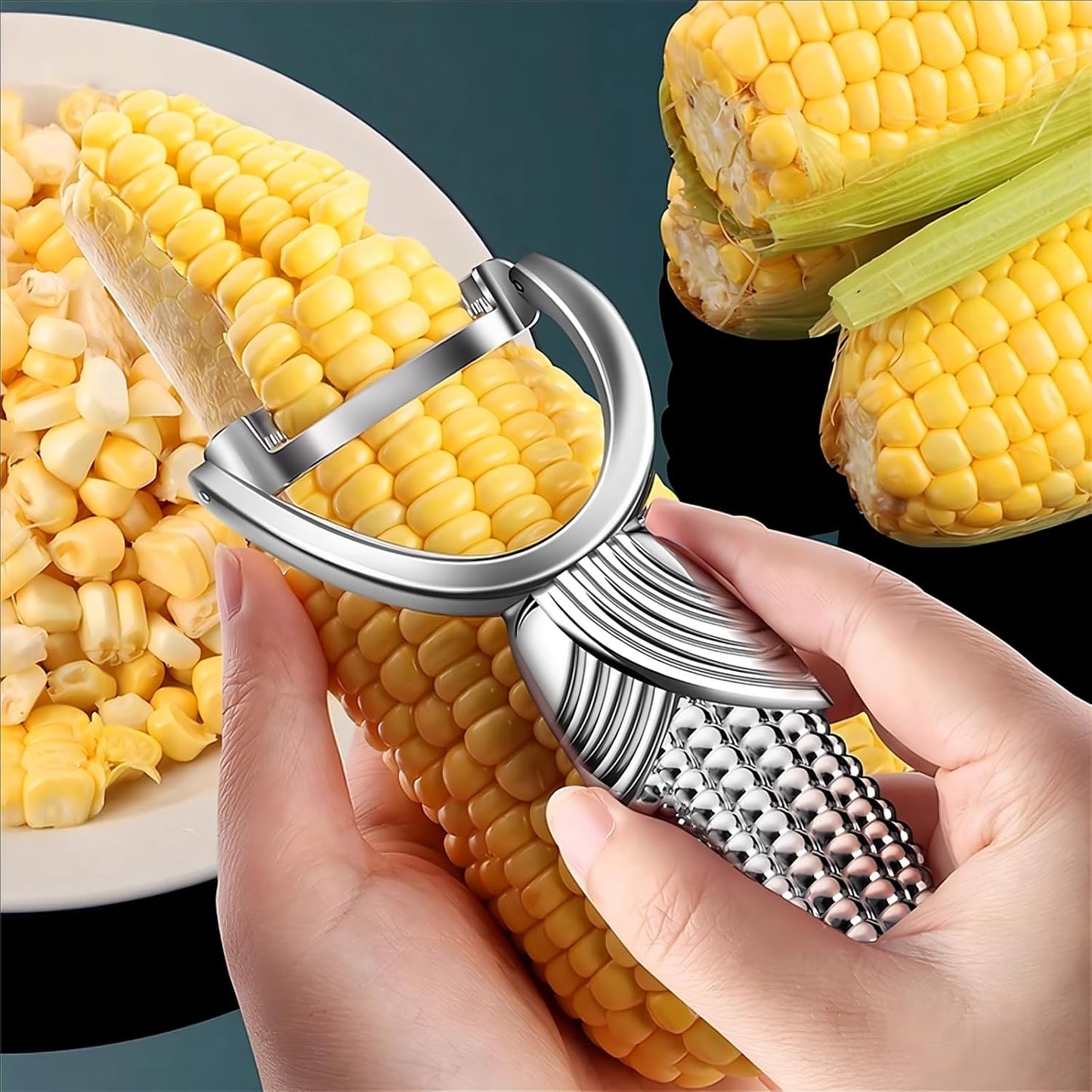 Corn Peeler Stainless Steel Maize Cob Stripper Corn Shucker Cob Cutter Kernel Remover Tool Kitchen Gadget