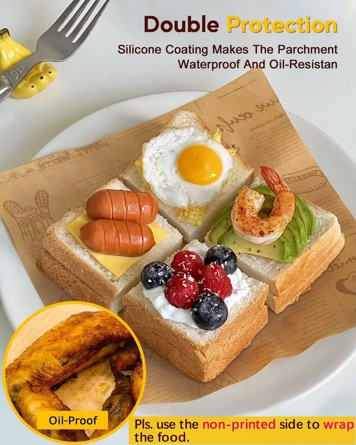 Katbite 130Pcs 10 Inch Sandwich Wrapping Paper, Heavy duty Deli Paper, Greaseproof & Non-stick Parchment Paper, Pre-cut Unbleached Parchment Paper is Perfect for Wrap Bread, Burger and Sandwich