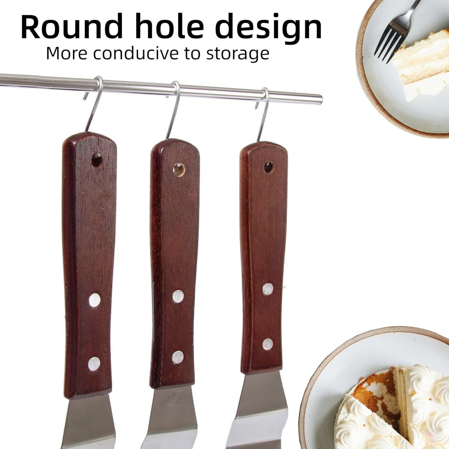 Cake Decorating Angled Icing Spatula Set of 6 8 & 10 Inch Wooden Handle Stainless Steel Offset Frosting Spatulas