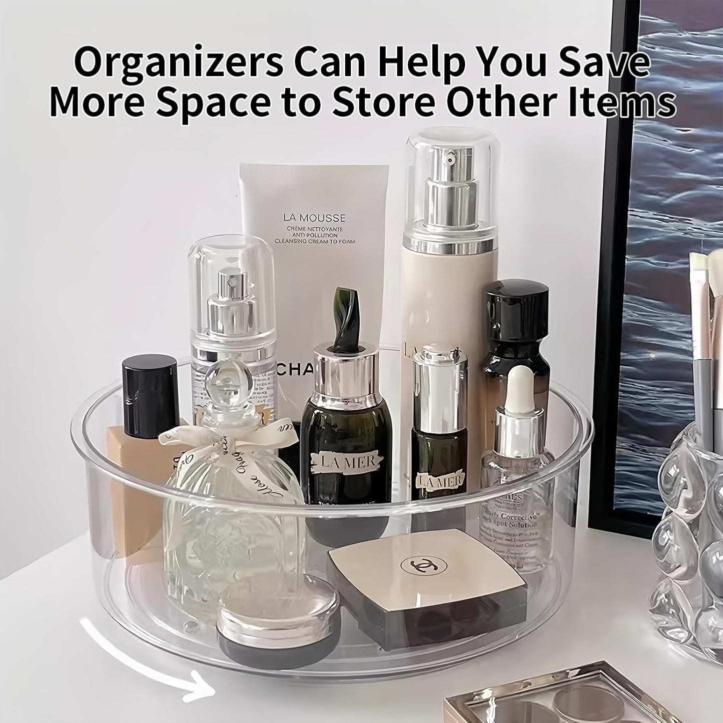 4 Pack Lazy Susan, 11.5 Inch Lazy Susan Organizer, 360 Degree Swivel, for Kitchen, Pantry, Refrigerator, Bathroom and Vanity Countertops (Clear) (4P-11.5 Inch)