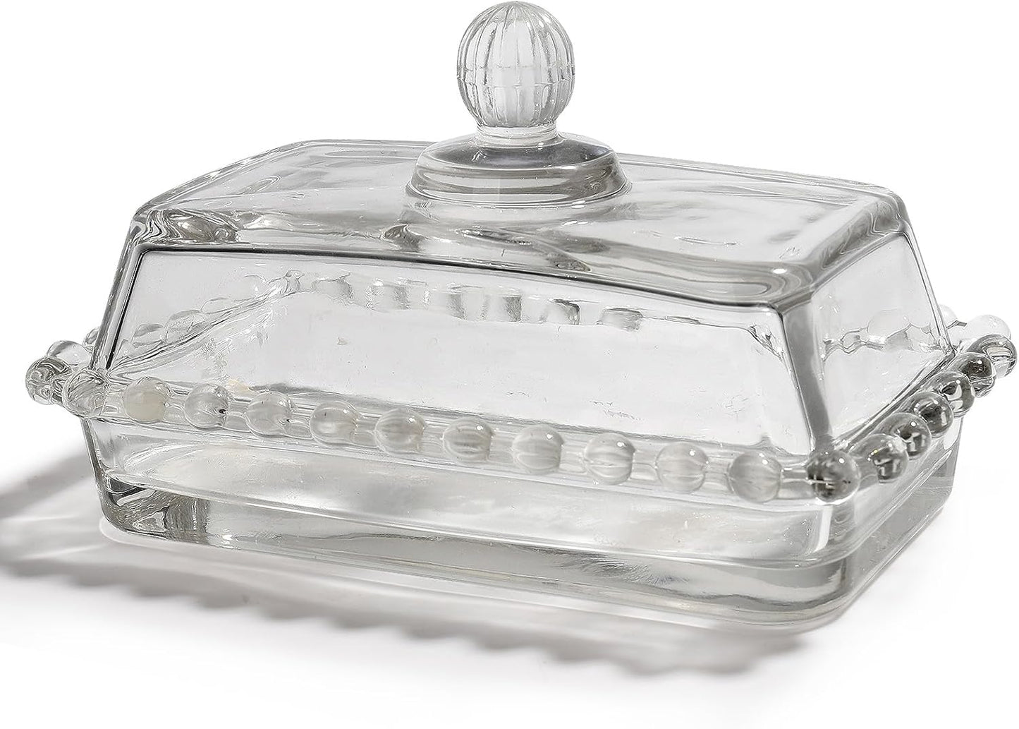 Glass Butter Dish with Large capacity for Countertop Crystal Butter Container with Cover for Counter Butter Keeper Tray Holder for Refrigerator