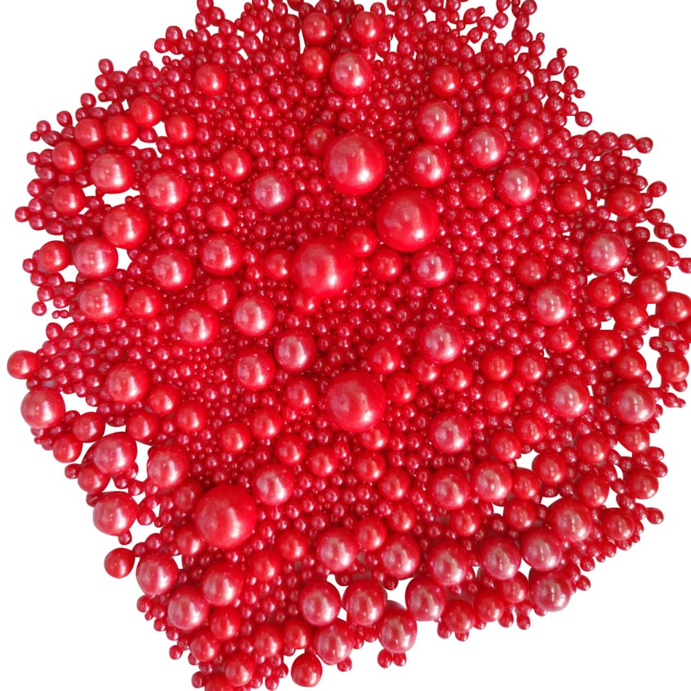 Edible Red Sugar Pearls Candy Sprinkles 120G/ 4.23Ounce Baking Cake Sprinkles Cupcake and Cake Topper Cookie Decorations Wedding Party Valentines Halloween Christmas Supplies