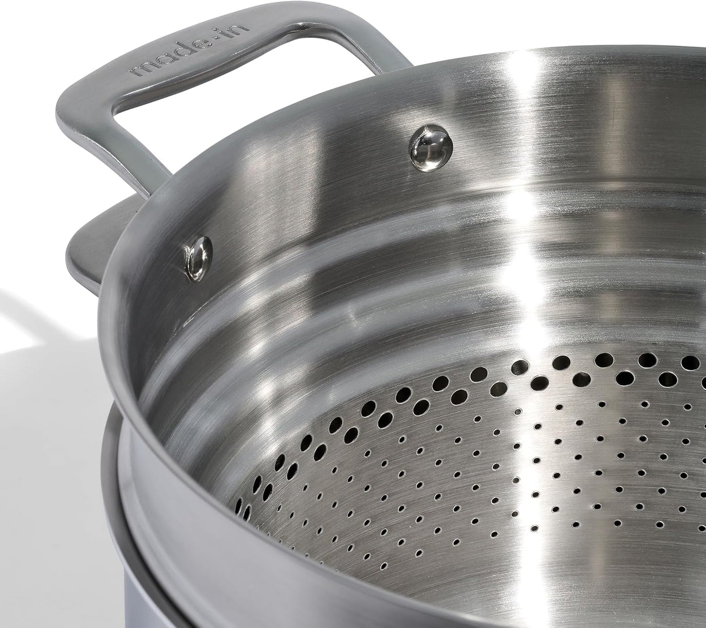 Made In Cookware - 8 Quart Stainless Steel Stock Pot With Lid and Pasta Insert - 5 Ply Stainless Clad - Professional Cookware - Crafted in Italy - Induction Compatible