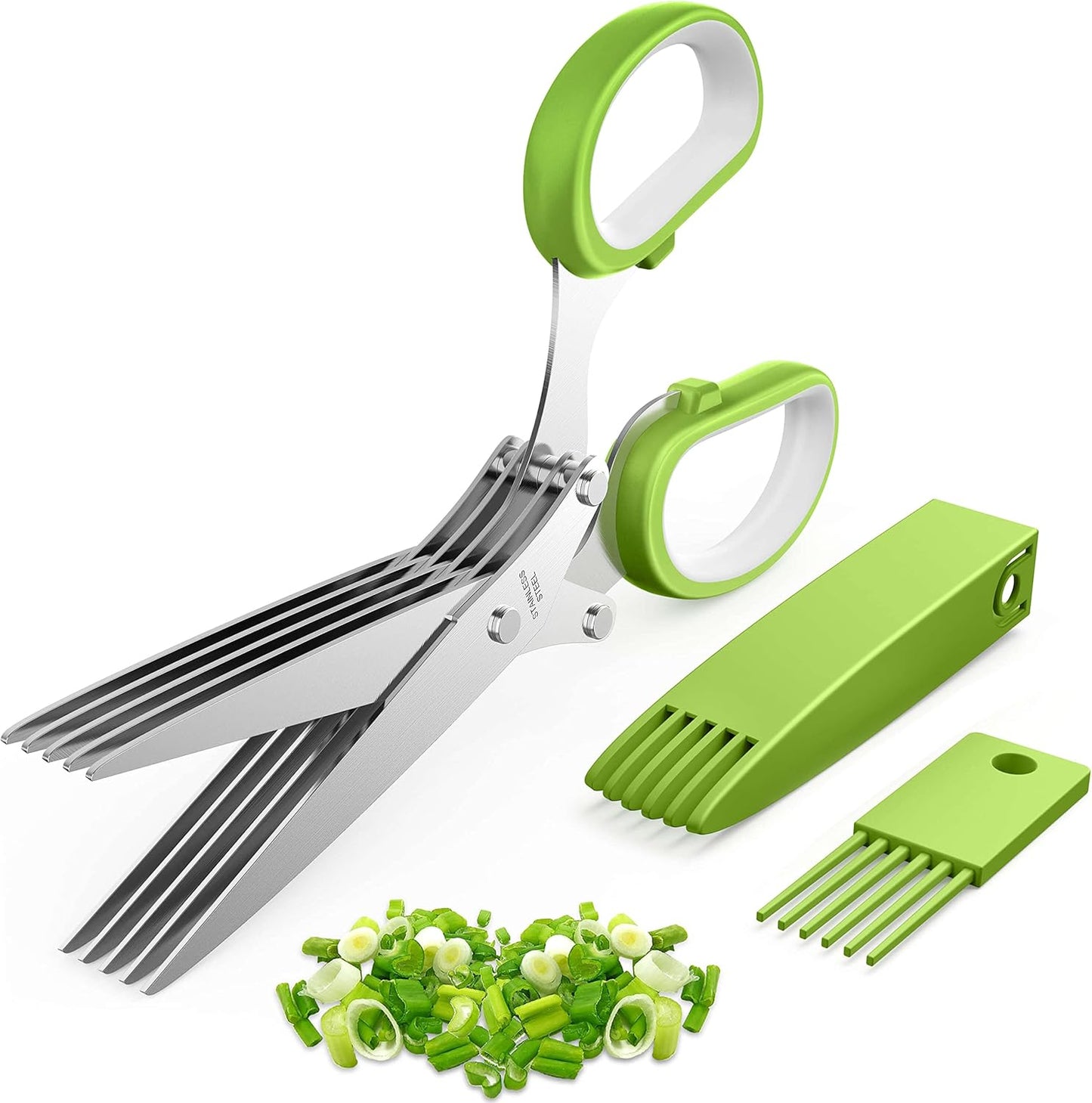 2025 Upgraded Herb Scissors, Effortless Herb Shears Cutter Tool with Sharp Stainless Steel Blades for Fresh Herbs, Must-Have Kitchen & Cooking Gadget, Green