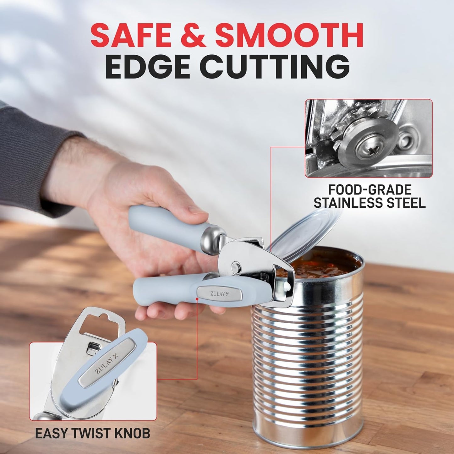 Zulay Kitchen Manual Can Opener with Bottle Opener with Turn Knob