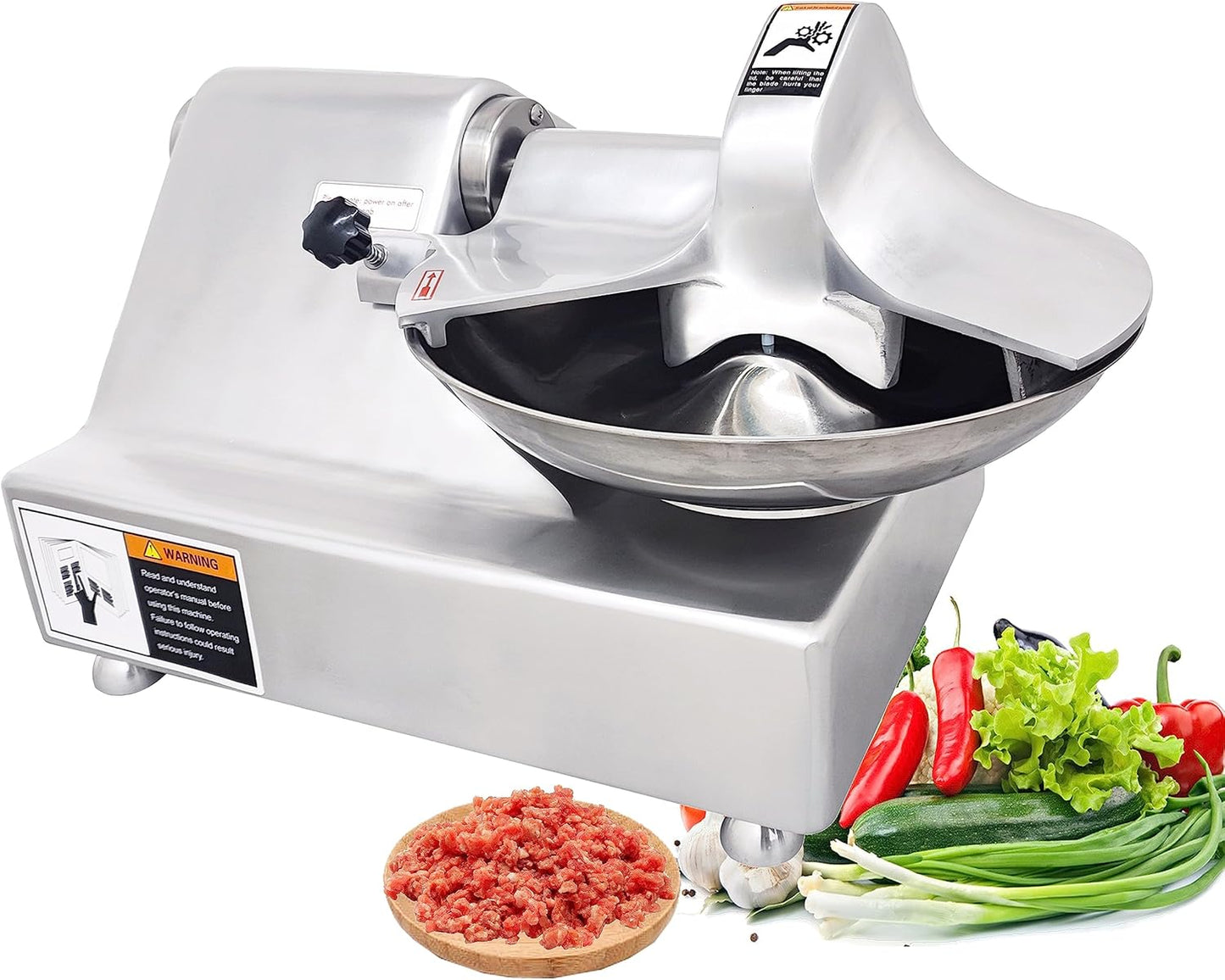 TECHTONGDA 110V Commercial Food Processor, 8L Electric Food Chopper Vegetable Cutter, Meat Grinder, Meat Bowl Cutter Chopper Machine for Vegetables, Grain, Nuts, Ginger, Garlic