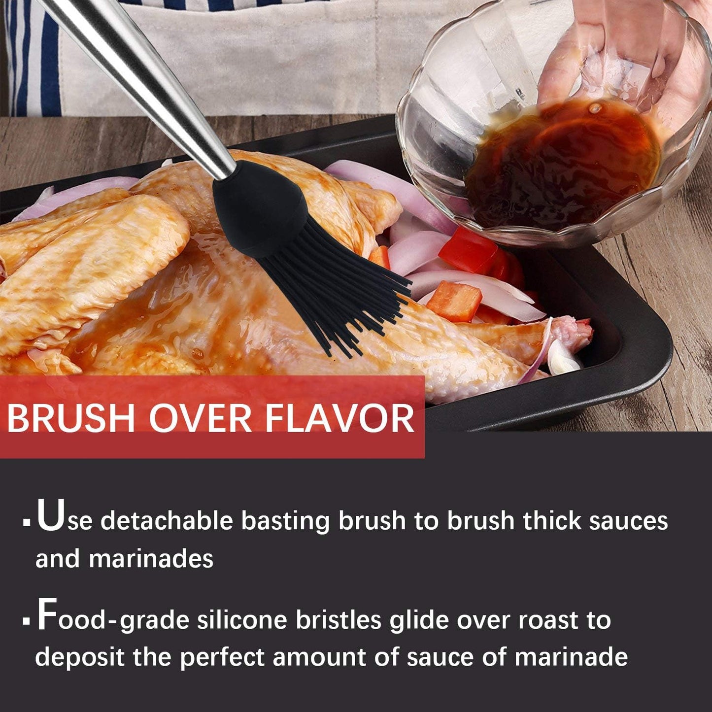 KAYCROWN Stainless Steel Turkey Baster Commercial Grade Quality Silicone Bulb Including 2 Marinade Injector Needles And Basting Brush