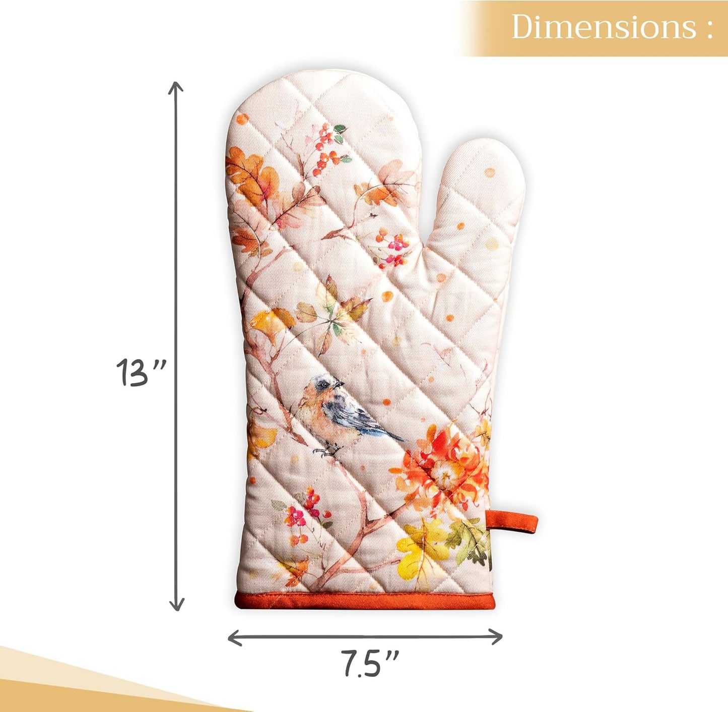 Maison d' Hermine Oven Gloves 100% Cotton Oven Mitt 7" x 13" with Loop Heat Resistant, BBQ, Cooking Gloves, Baking, Grilling, Kitchen, Handling Hot Pans (Pack of 1, Kelim - Prairie)