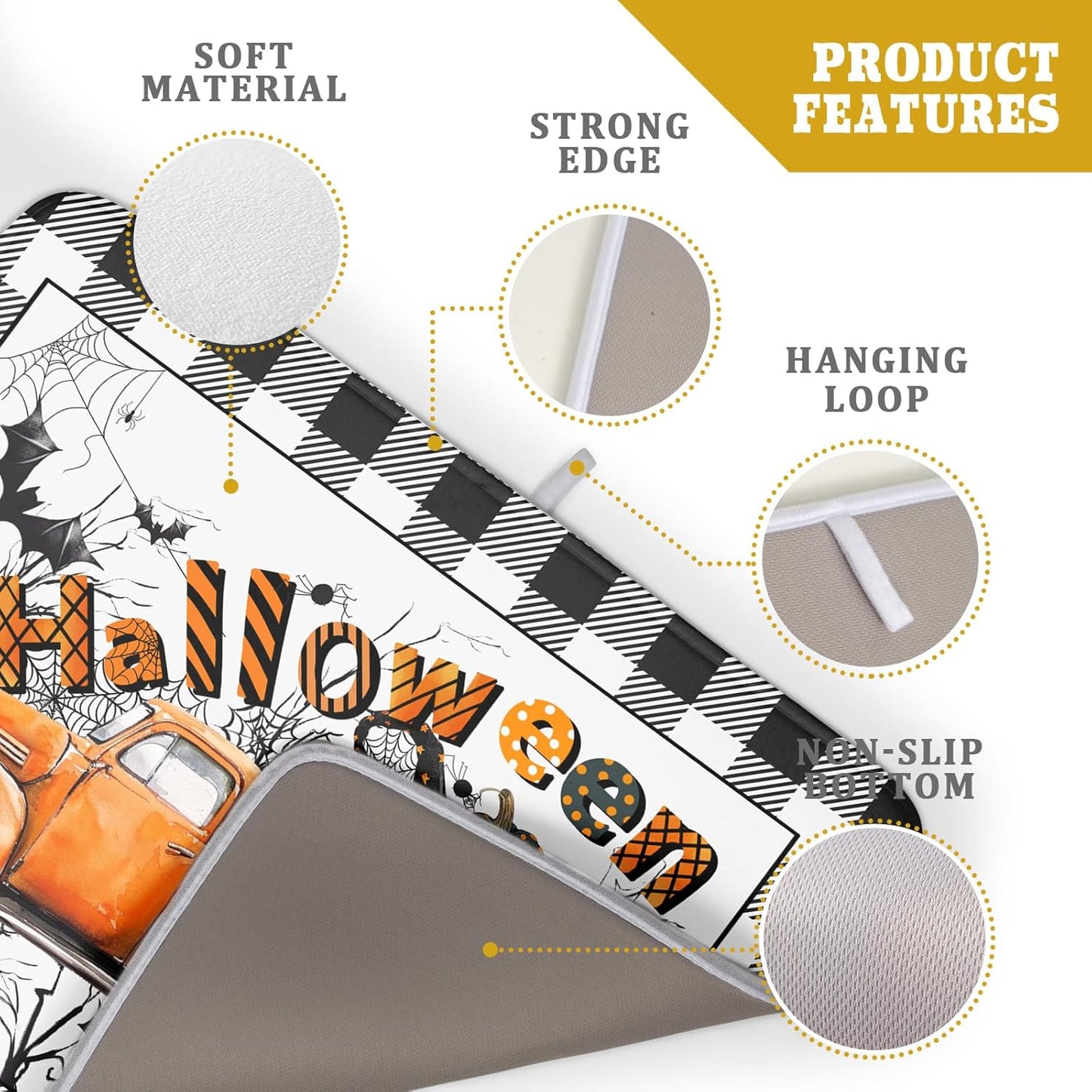 Holiday Truck Dish Drying Mat - Orange Holiday Absorbent Microfiber Dish Drying Pad for Kitchen Counter