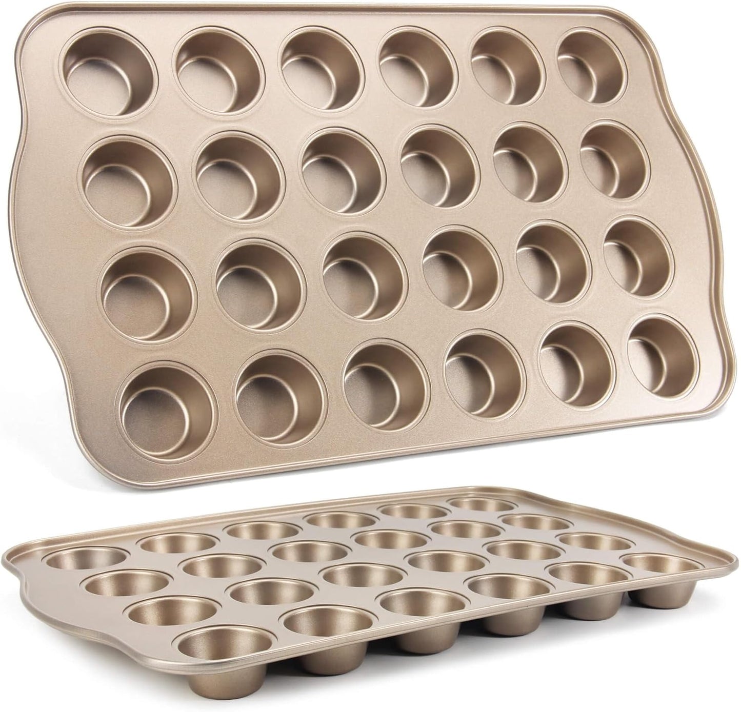 Mini Muffin Cupcake Pans 2 Pack, 24-Well Nonstick Mini Muffin Tin, PTFE Free and Dishwasher Safe