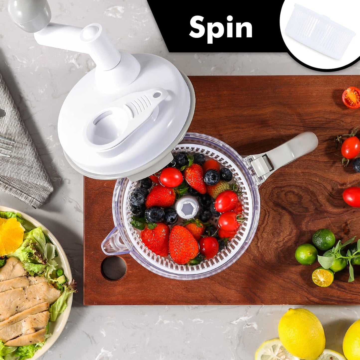 Geedel Hand Food Chopper, Vegetable Quick Chopper Manual Food Processor, Easy To Clean Food Dicer Mincer Mixer Blender, Rotary Onion Chopper for Garlic, Salad, Salsa, Nuts, Meat, Fruit, Ice, etc