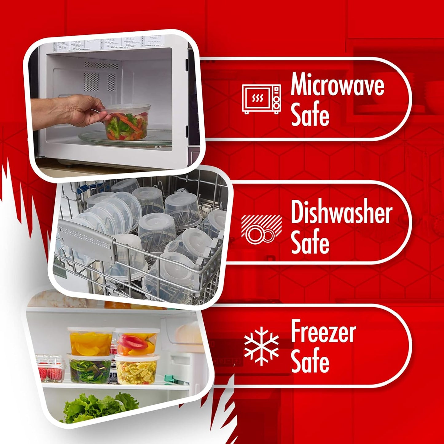 16oz-Deli Containers with Lids Leakproof - 50 Pack BPA-Free Plastic Microwaveable Clear Food Storage Container Premium Heavy-Duty Quality, Freezer & Dishwasher Safe