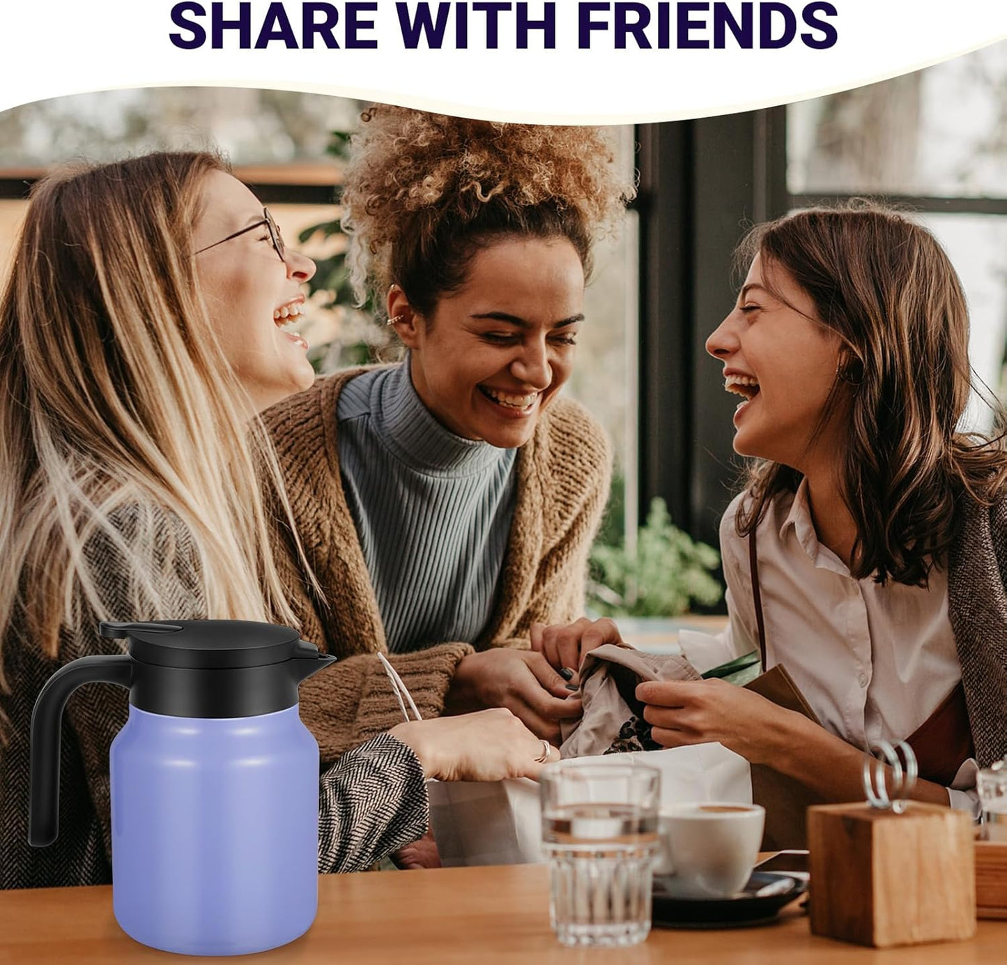34Oz Thermal Coffee Carafe for Hot/Cold, Stainless Steel Thermos Carafes for Hot Liquids, Dustproof Insulated Hot Water Carafe for Party/Home,Violet