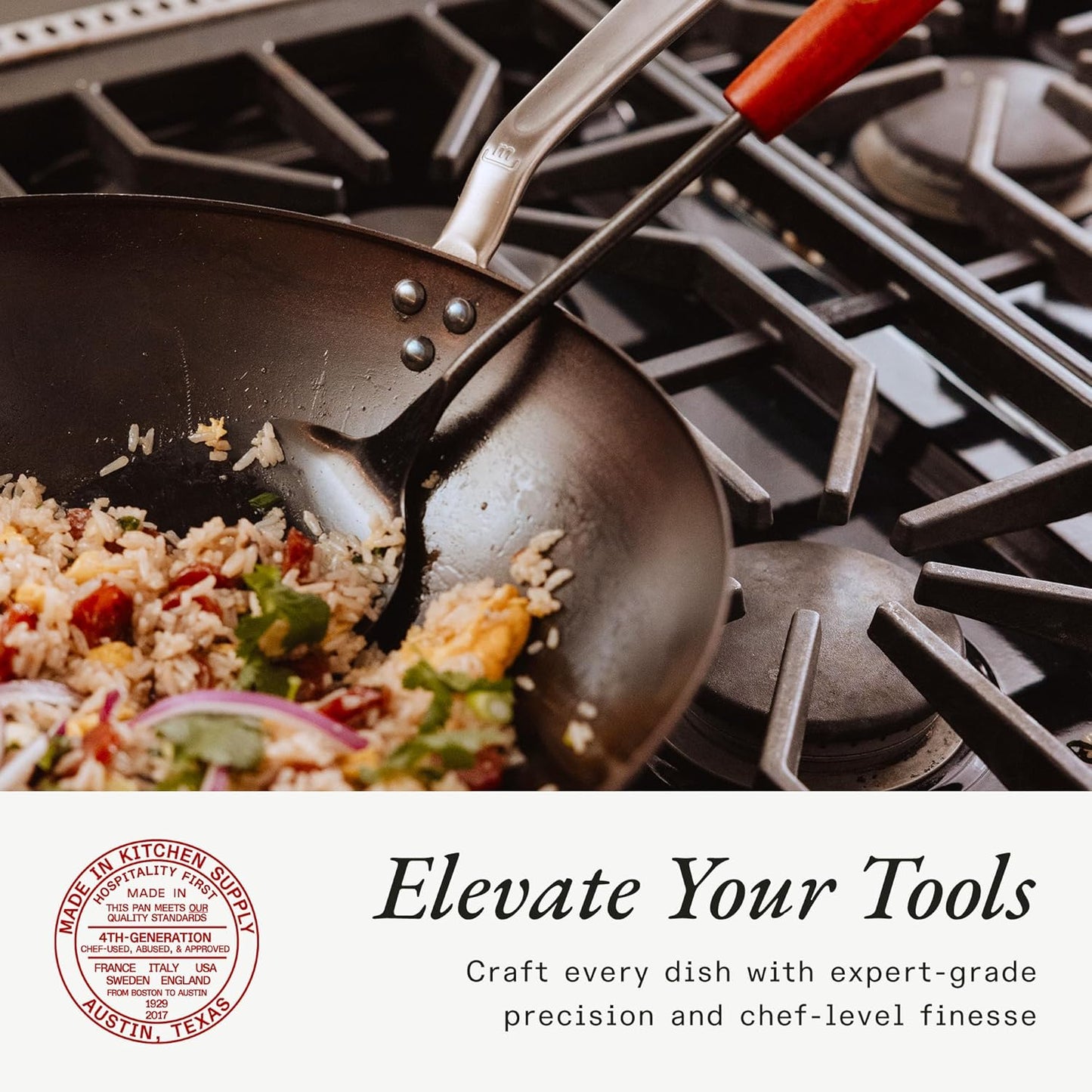 Made In Cookware - 13" Seasoned Carbon Steel Wok - (Like Cast Iron, but Better) - Professional Cookware - Crafted in Sweden - Induction Compatible