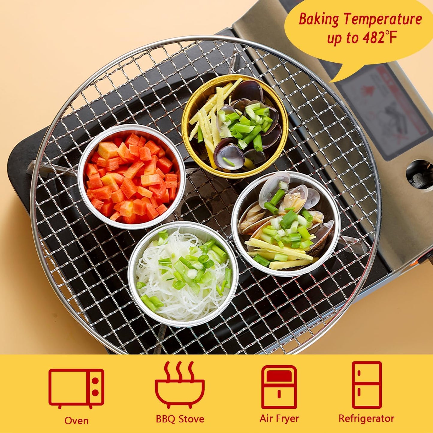 LNYZQUS 5oz Cupcake Pans Muffin Tins with Lids 100 Pack, Aluminum Foil Mini Cake Baking Pans,Small Baking Cups Containers,Disposable Ramekins Muffin Cups -Silver