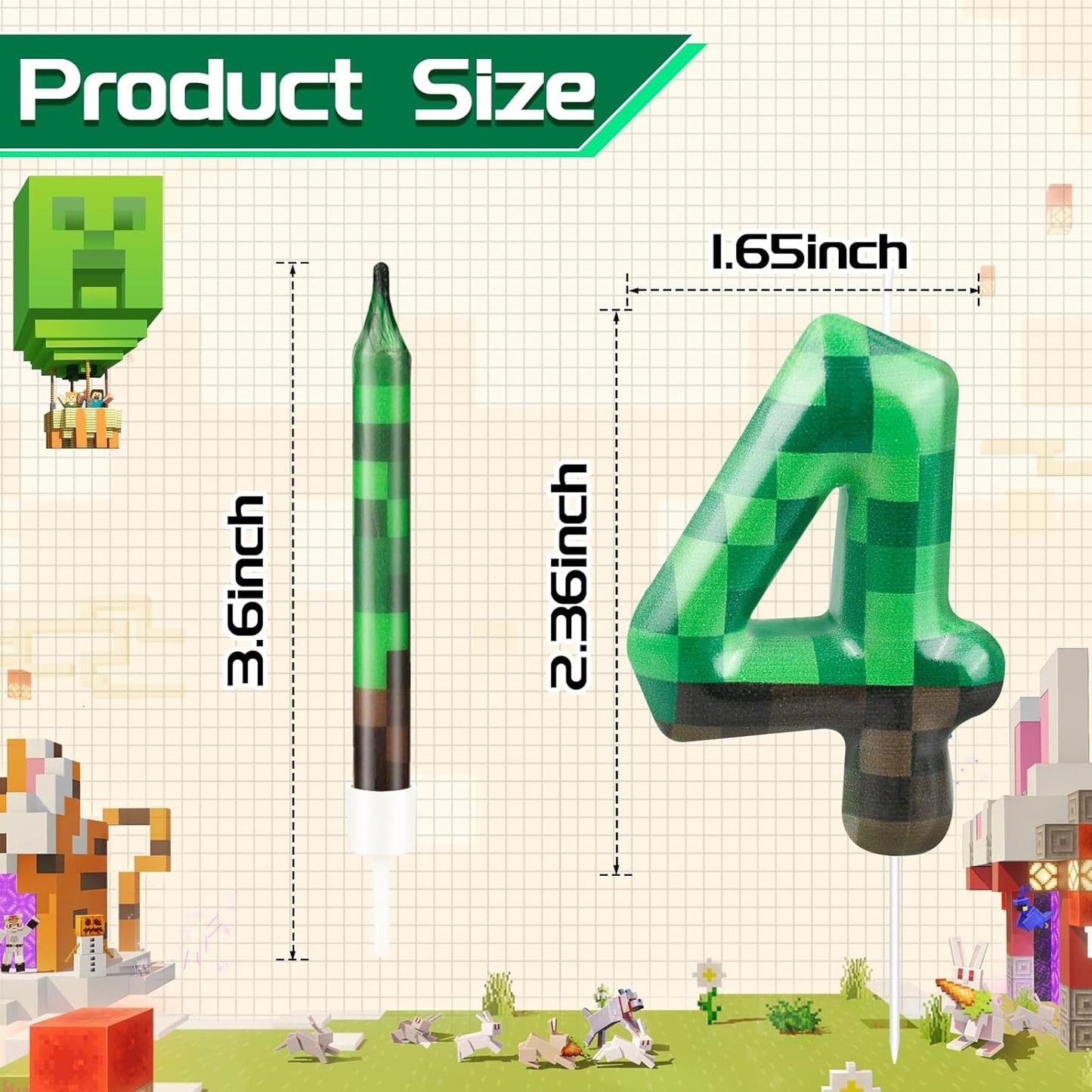 13 Pcs Dynamite Candles 12 TNT Themed Birthday Cake Candles and Number 4 Candle Cake Topper for Pixel Theme Birthday Party Anniversary Party Dynamite Theme Party Video Game Party Supplies (Number 4)