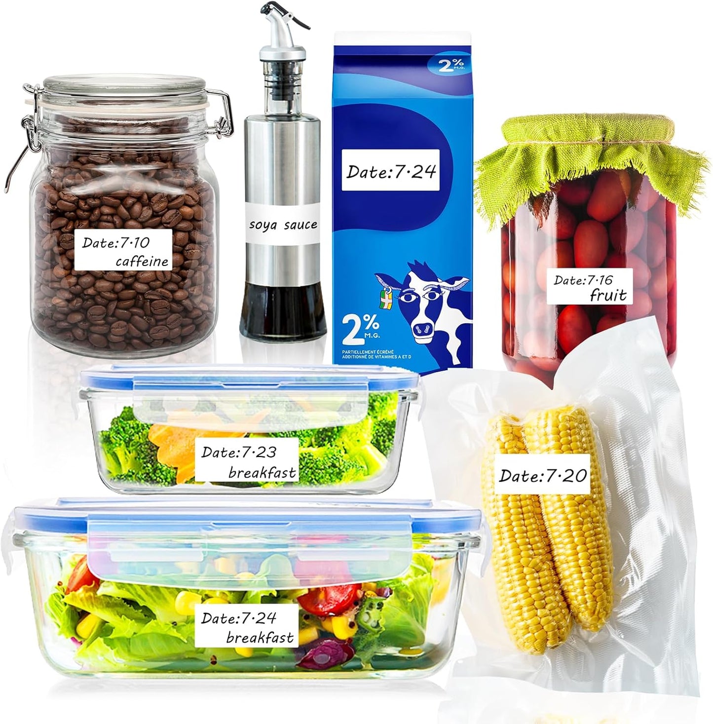 600 Blank Removable Freezer Labels with Perforation Line for Easy Distribution and Use. Waterproof and Oil-Resistant, Suitable for Food Containers, Jars, and Kitchen Organization.(1 "x 2")