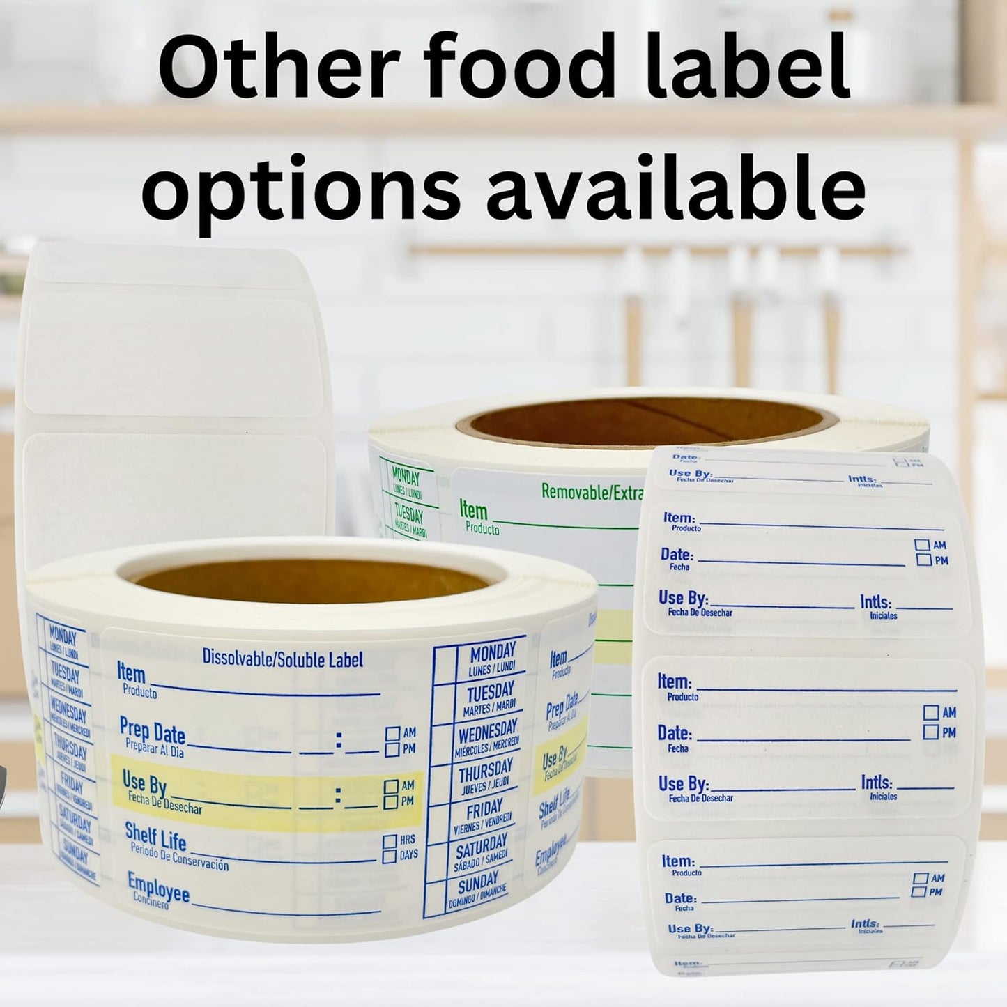 2x1 Removable Food Labels for Containers, 500 Freezer Food Labels Stickers, Bottle Labels for Storage Bins, Sticker Labels for Food Containers, Removable Labels Easy Peel Off (500, Green)