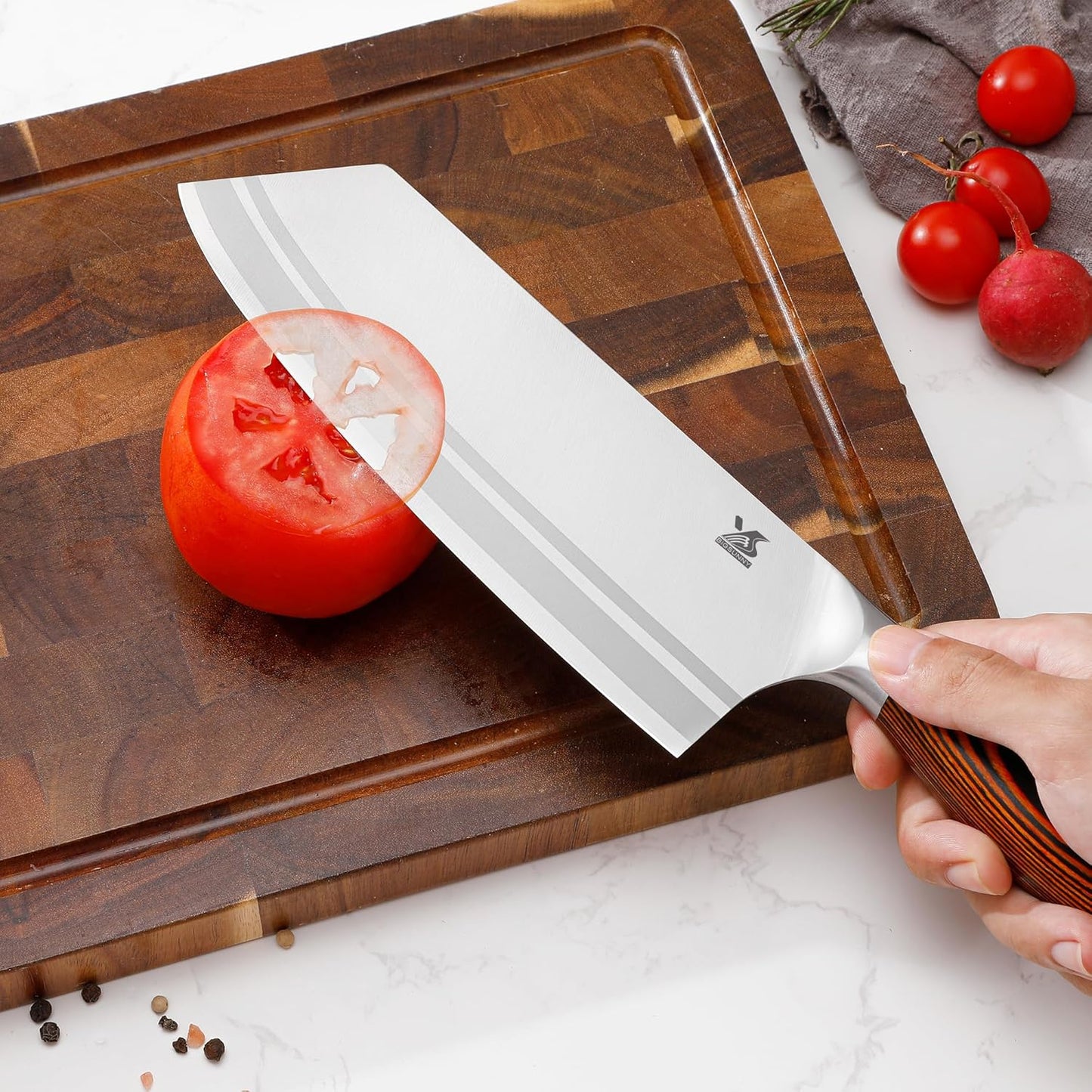 MSY BIGSUNNY 7-PCS Kitchen Knife Set, German Stainless Steel for Chef Knife Set with Pakkawood Handle, Perfect Cutlery Set Gift