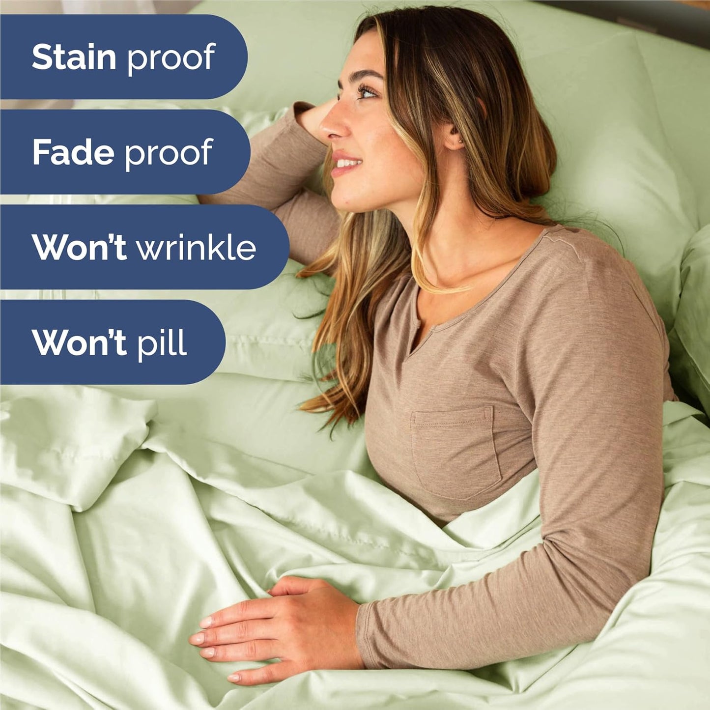 King Size 4 Piece Sheet Set - Comfy Breathable & Cooling Bed Sheets Set - Hotel Luxury Bedding for Women, Men, Kids, Teens, Boys & Girls - Deep Pockets and Wrinkle Free - Oeko-Tex - Light Sage Green